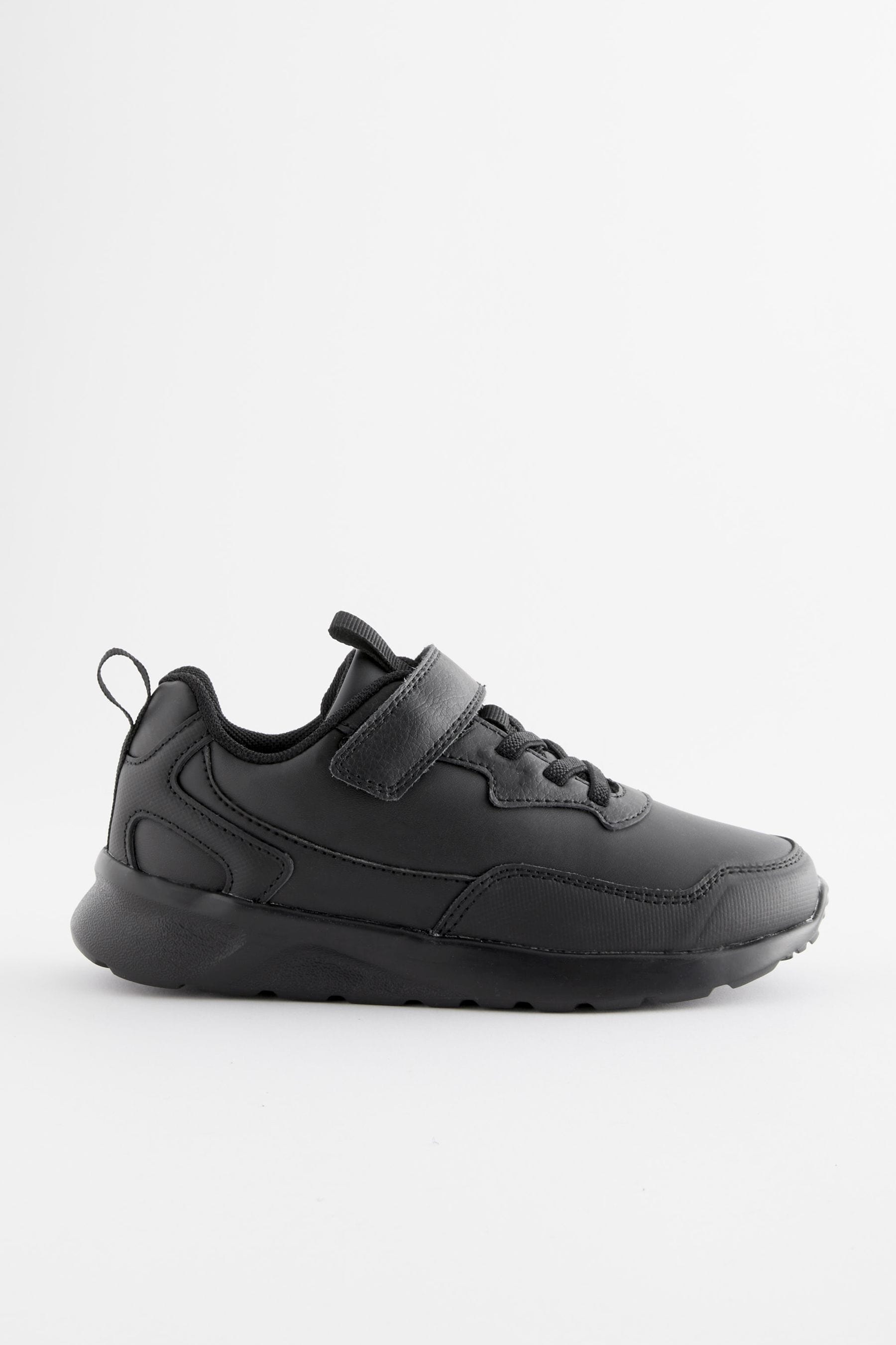 Black Standard Fit (F) Single Strap School Trainers