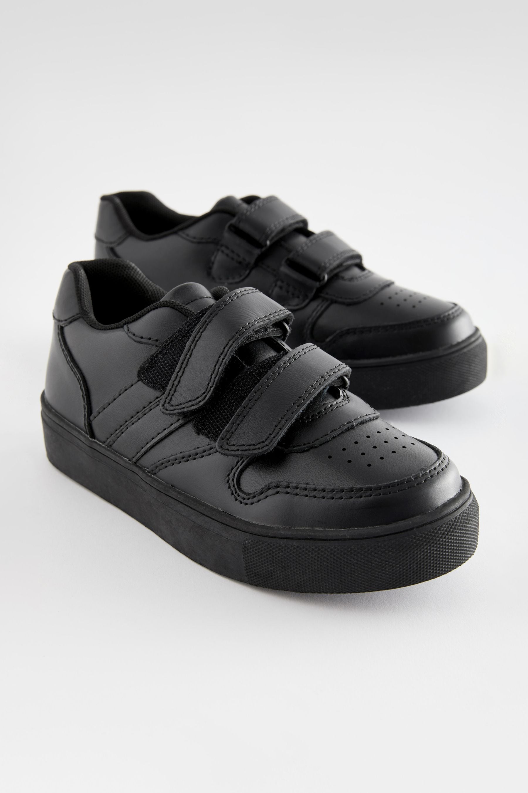 Black School Strap Touch Fastening Shoes