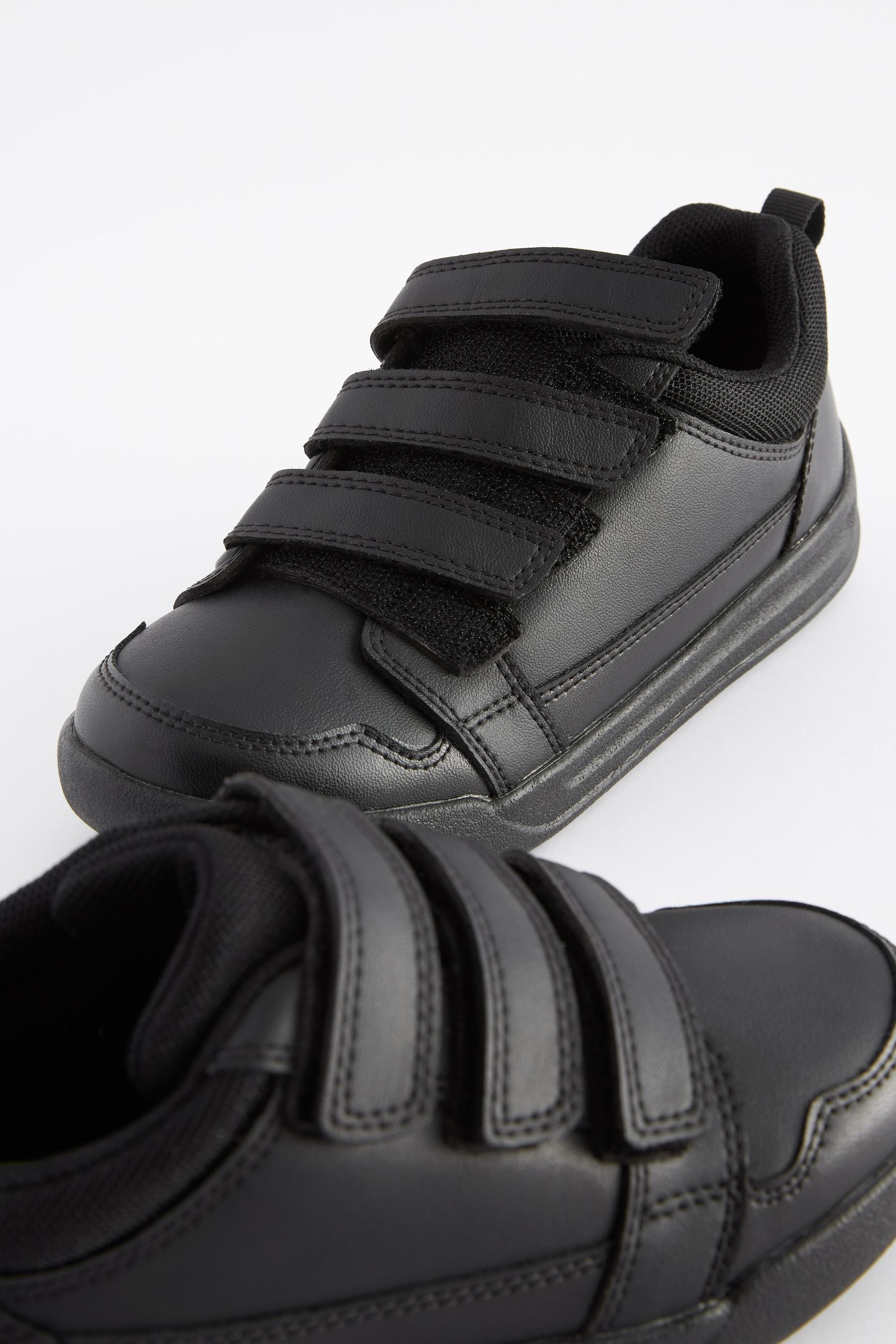 Black Dinosaur School Strap Touch Fastening Shoes