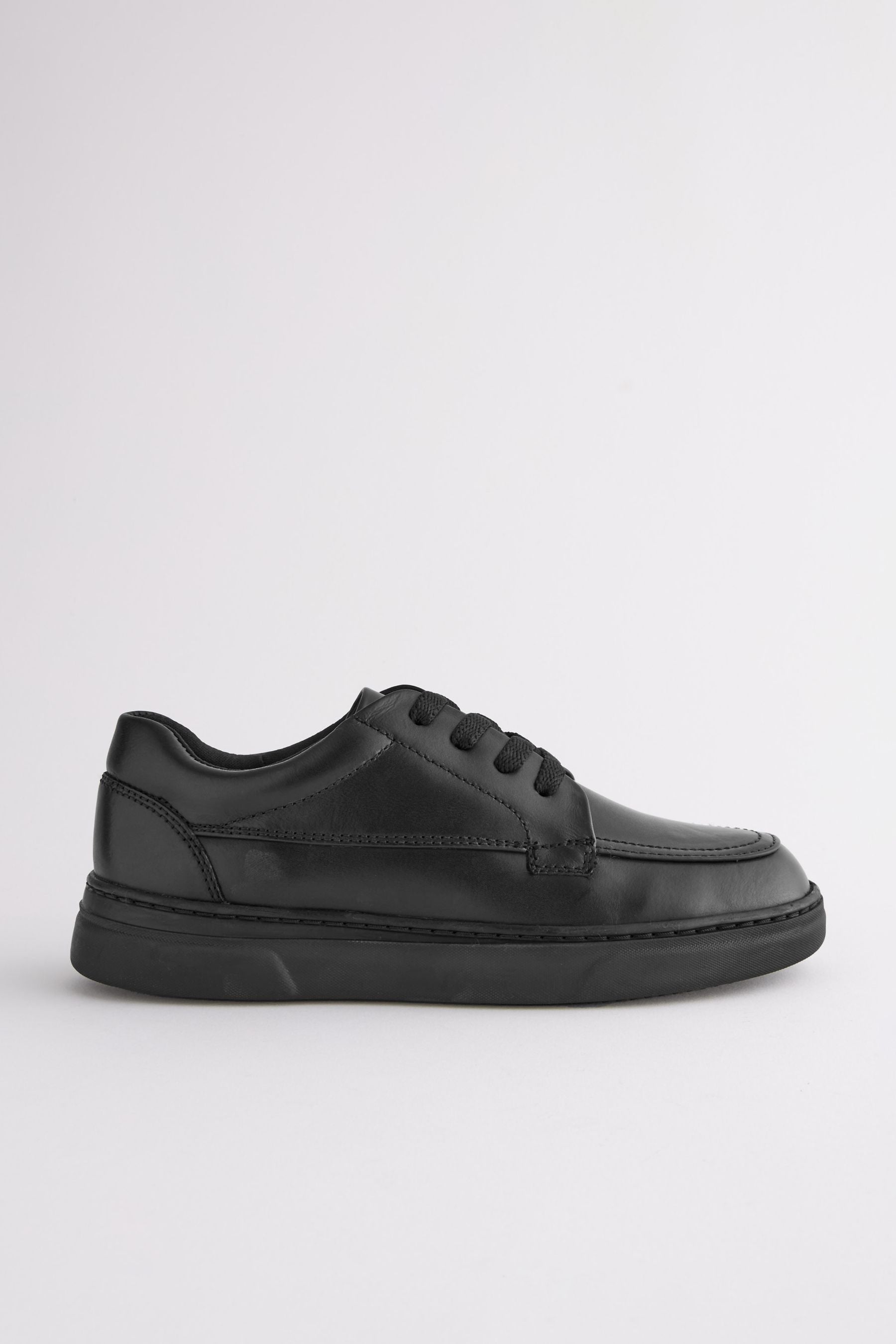 Black Leather Lace-Up School Shoes