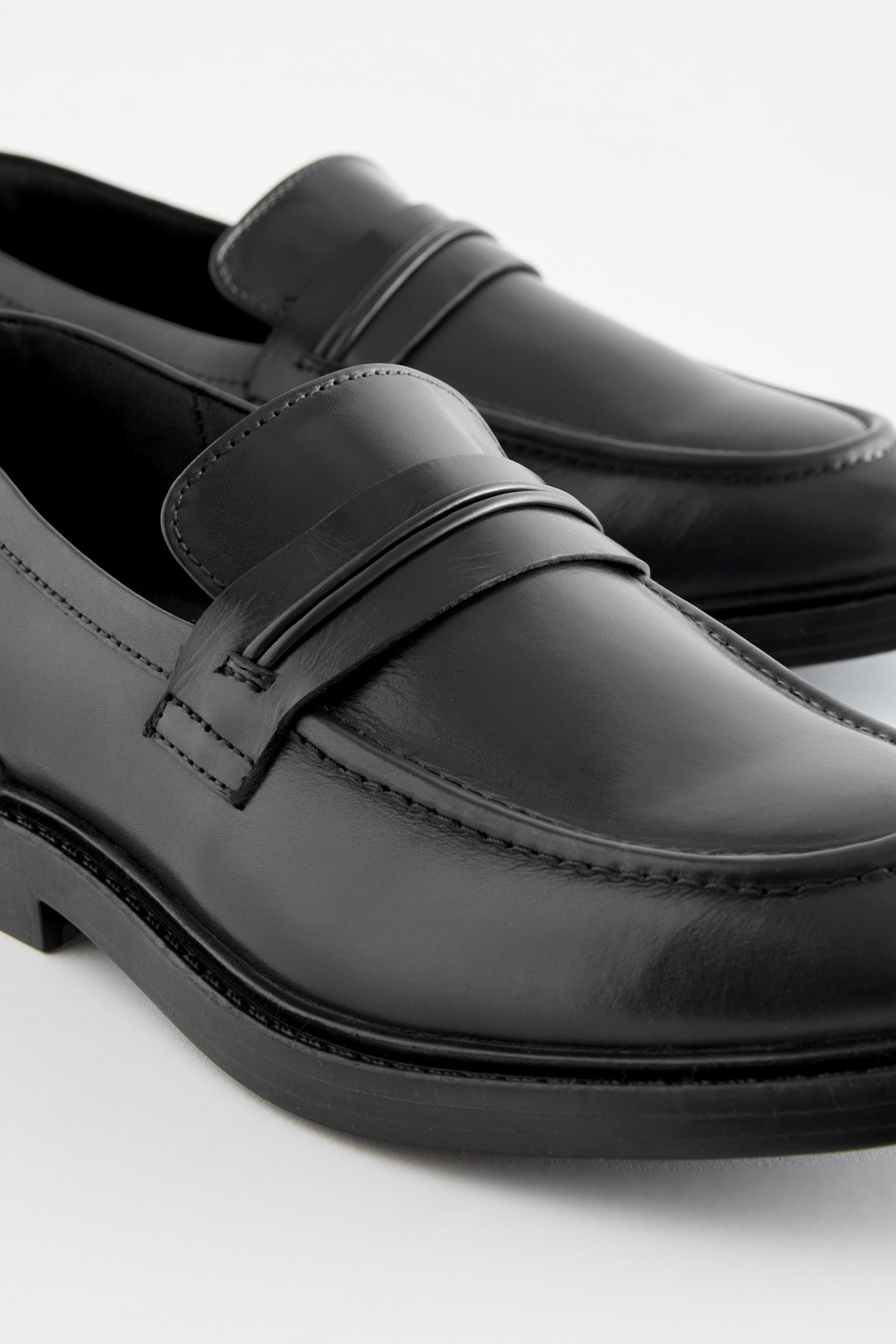 Black Leather Loafer School Shoes