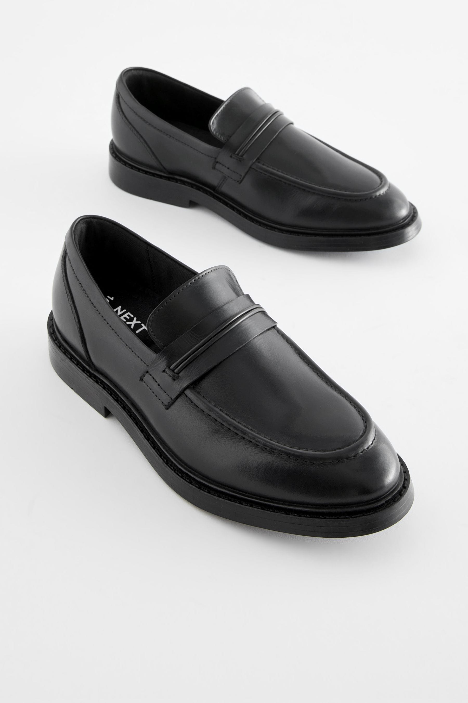 Black Leather Loafer School Shoes