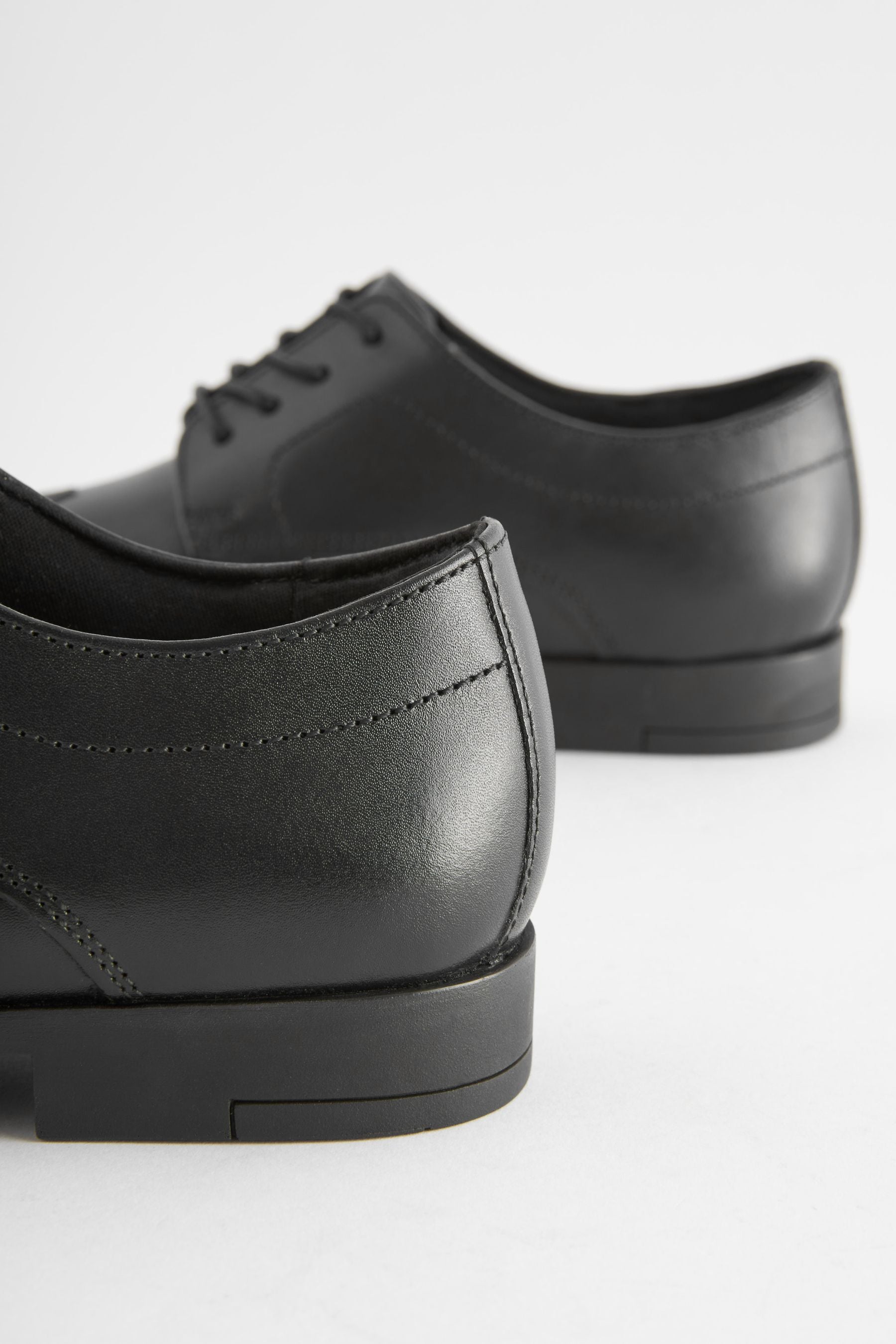 Black School Leather Wing Cap Shoes