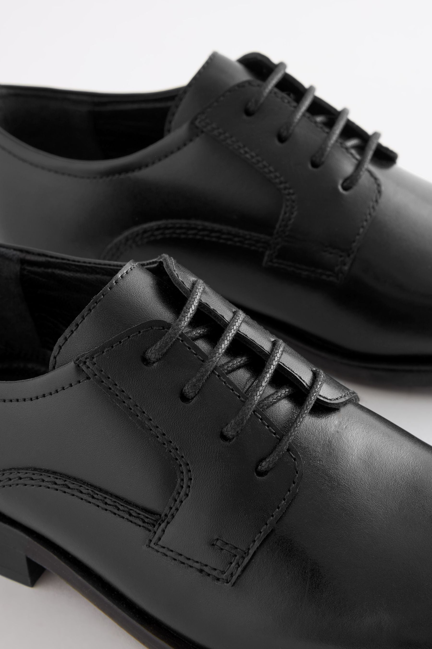 Black School Leather Lace-Up Shoes