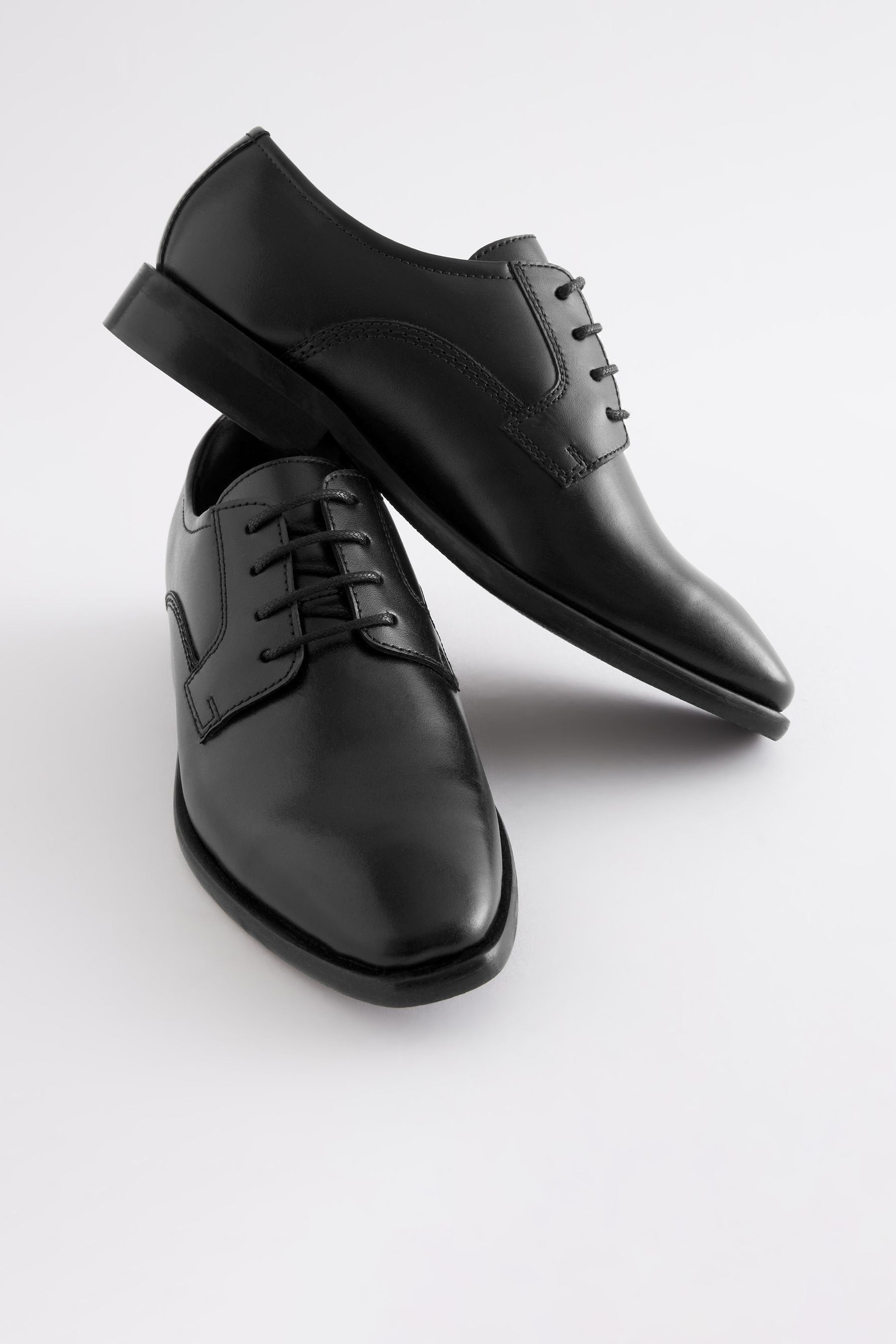 Black School Leather Lace-Up Shoes