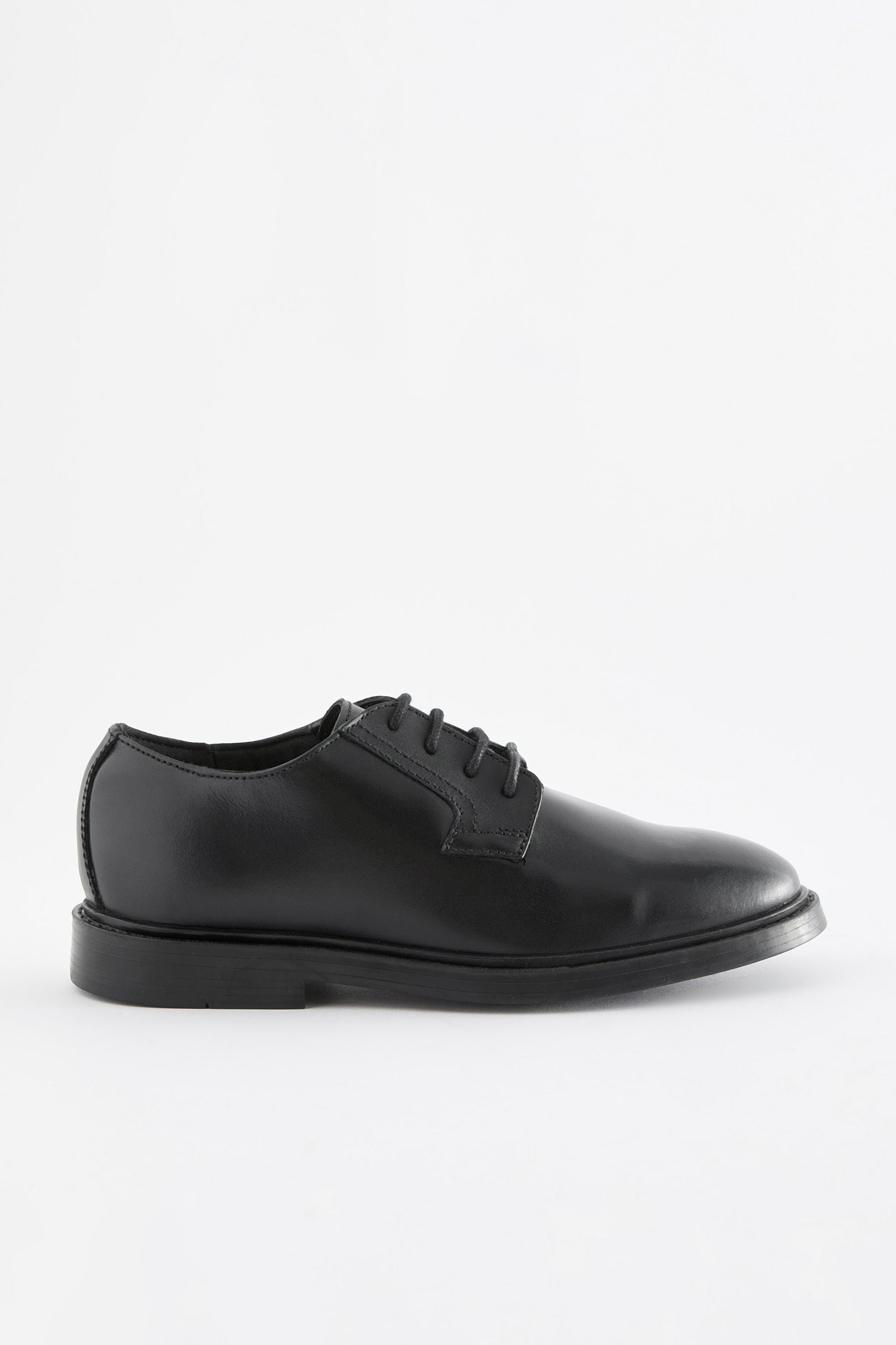 Black School Leather Square Toe Shoes