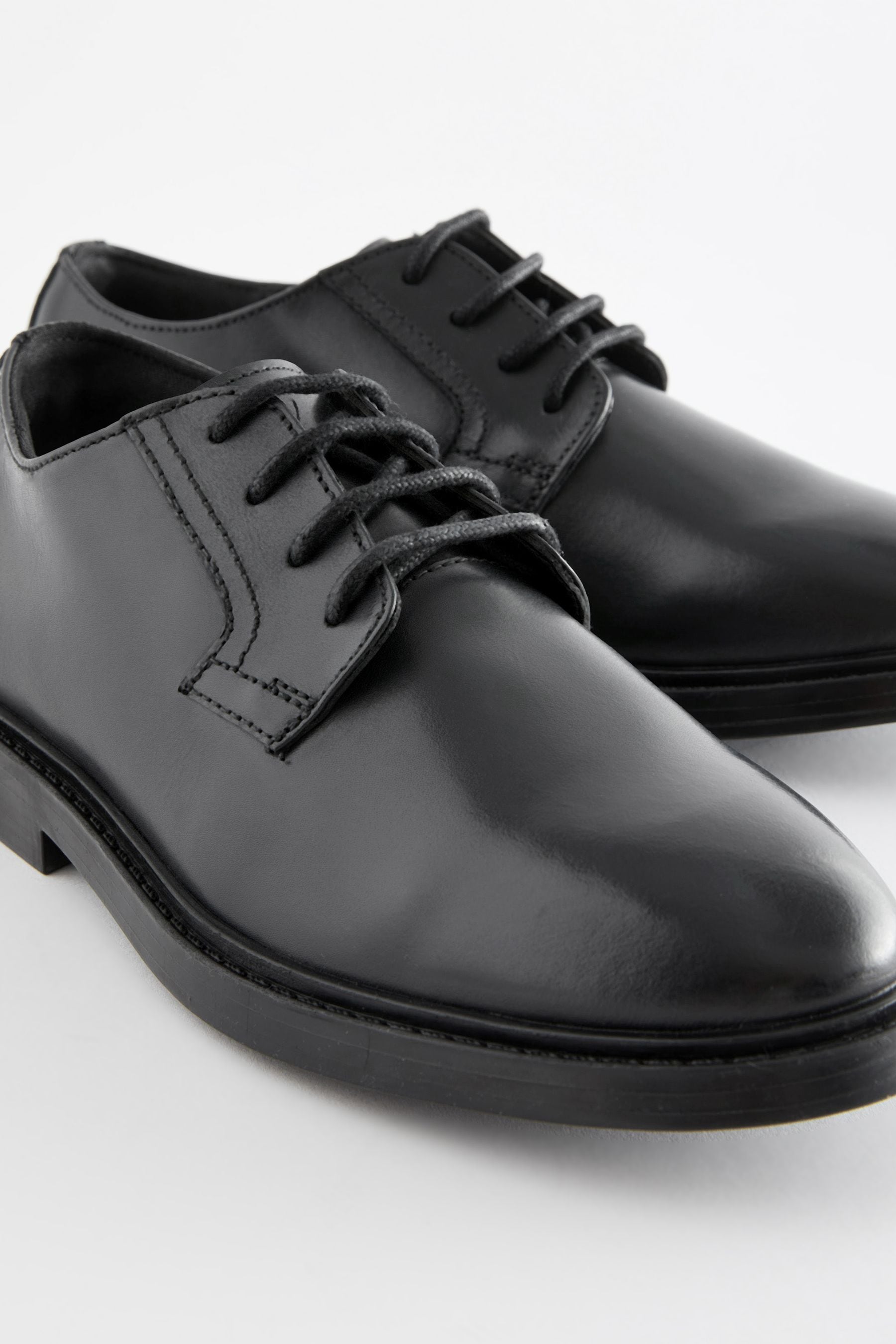 Black School Leather Square Toe Shoes