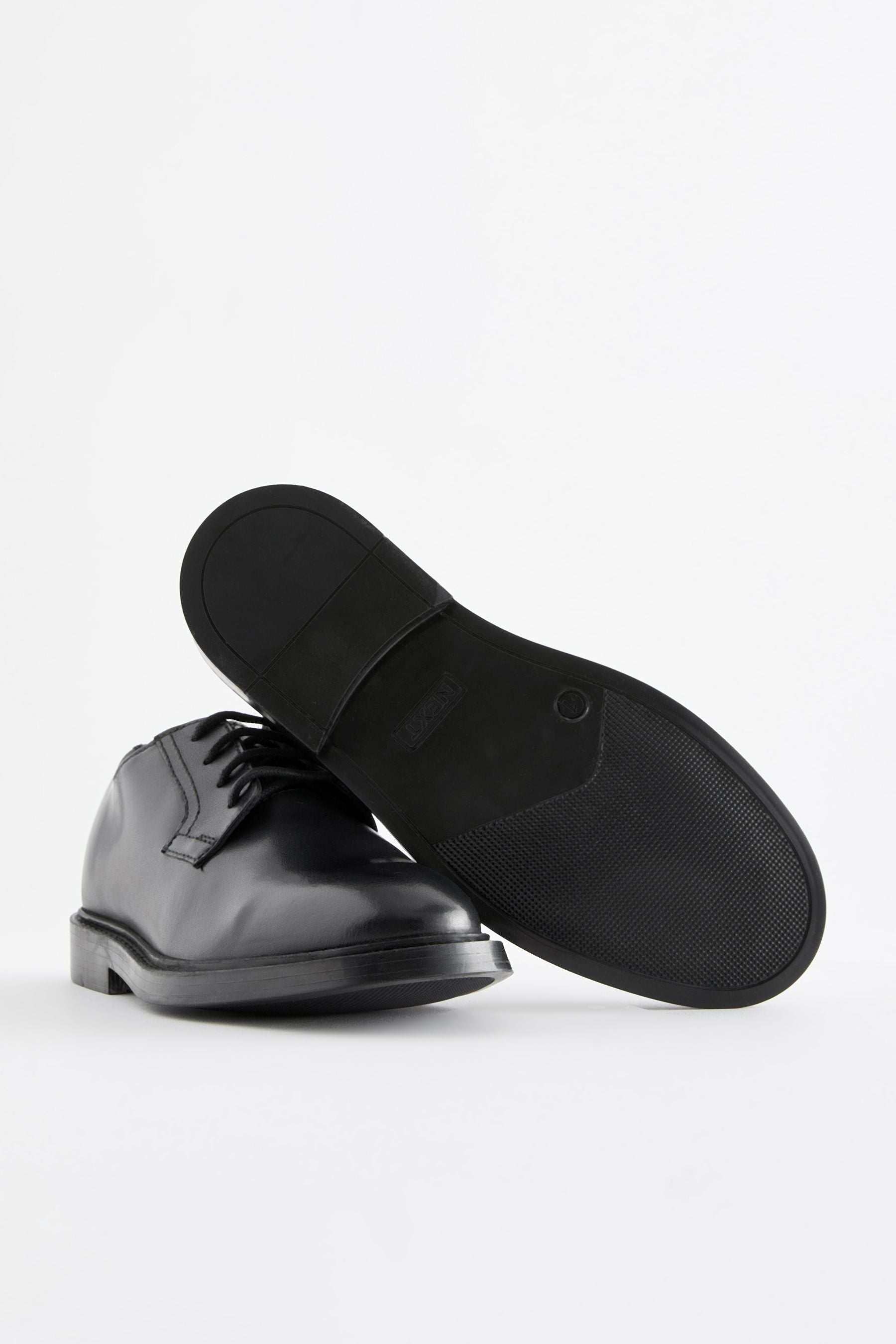 Black School Leather Square Toe Shoes