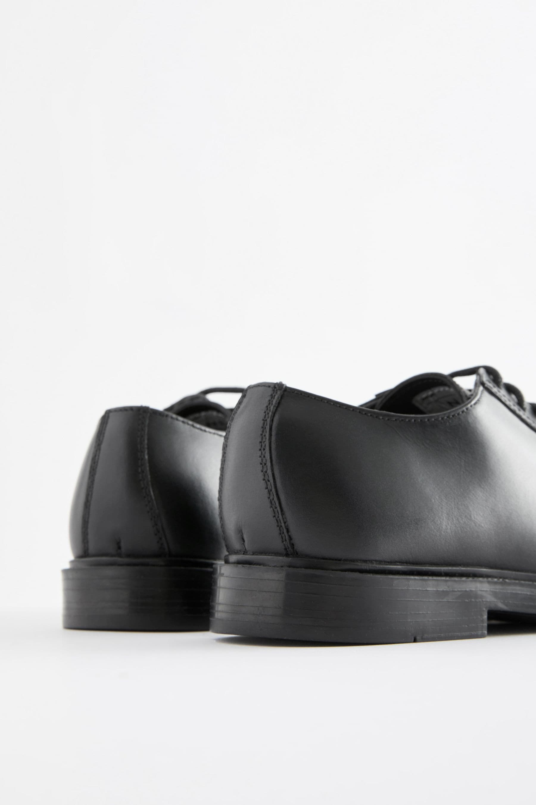 Black School Leather Square Toe Shoes