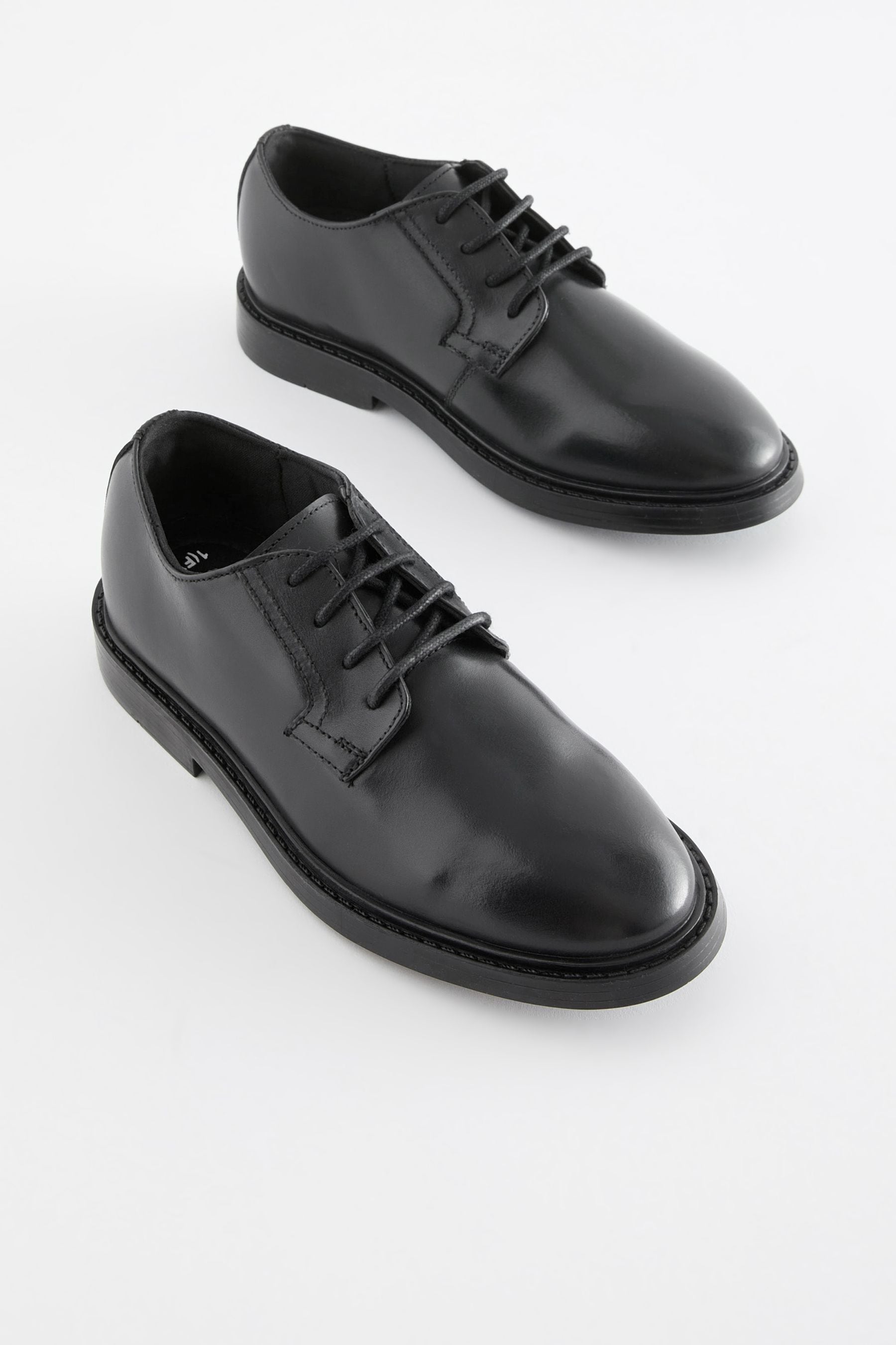 Black School Leather Square Toe Shoes