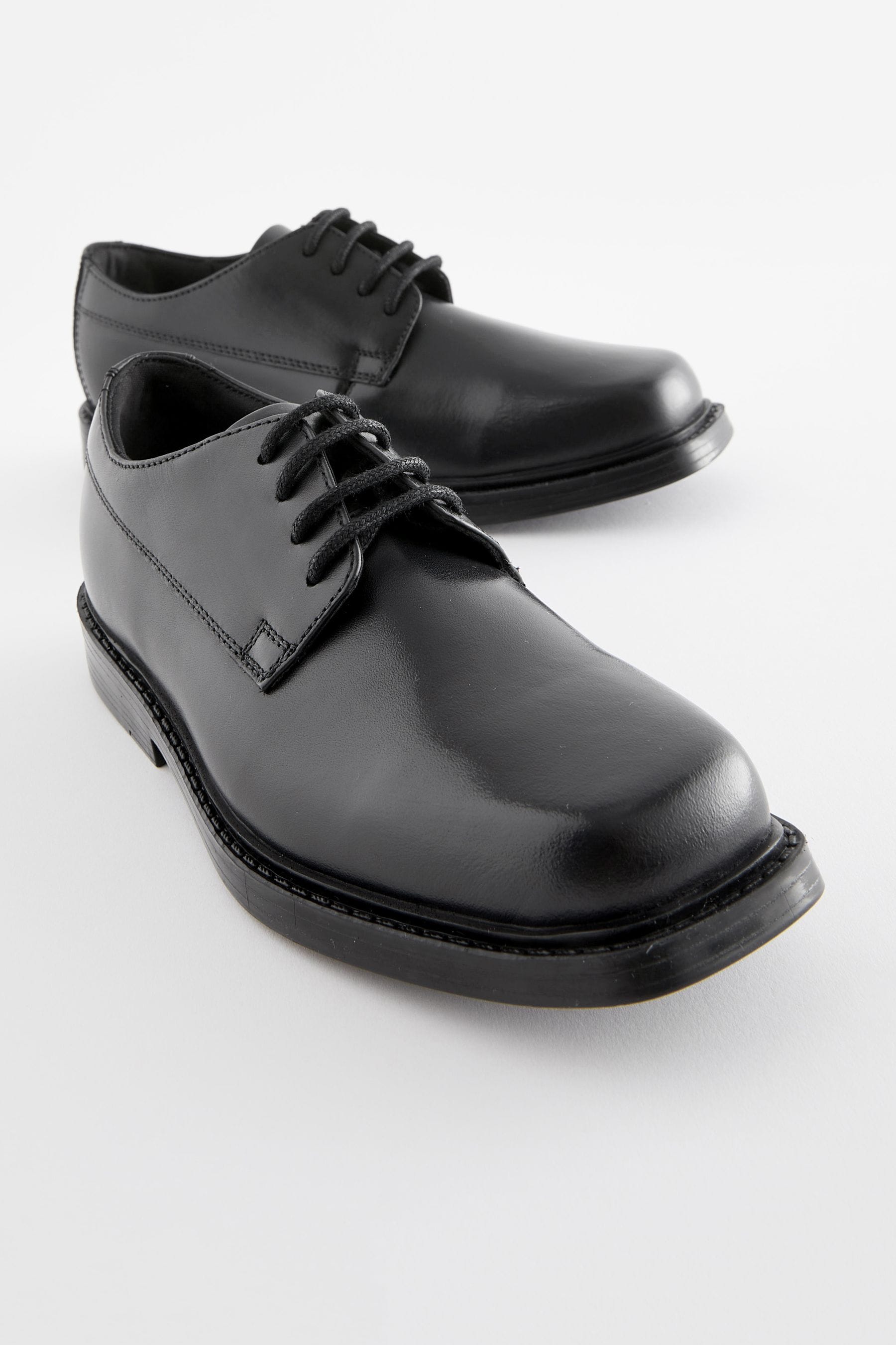 Black School Leather Lace-Up Shoes