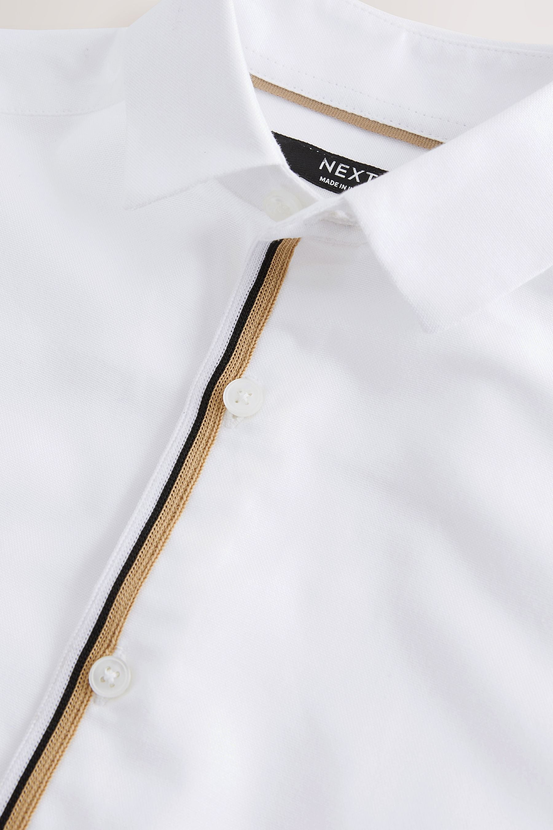 White 100% Cotton Tipped Collar Shirt (3-16yrs)