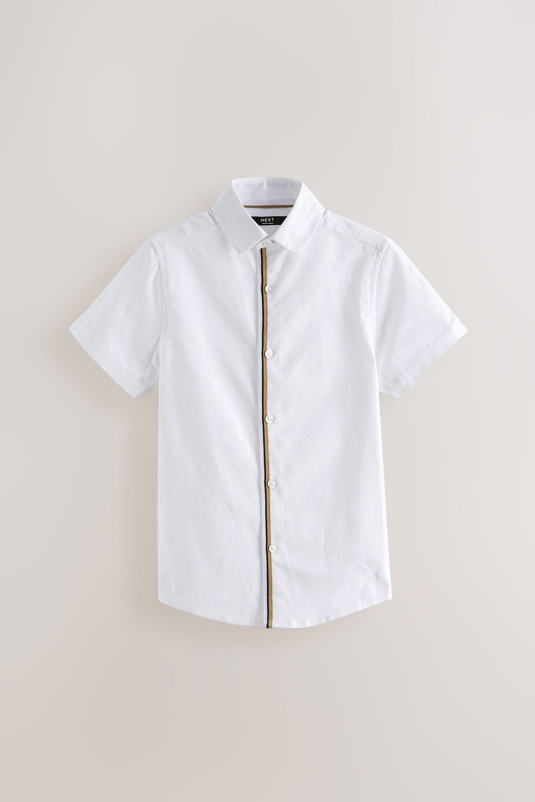 White 100% Cotton Tipped Collar Shirt (3-16yrs)