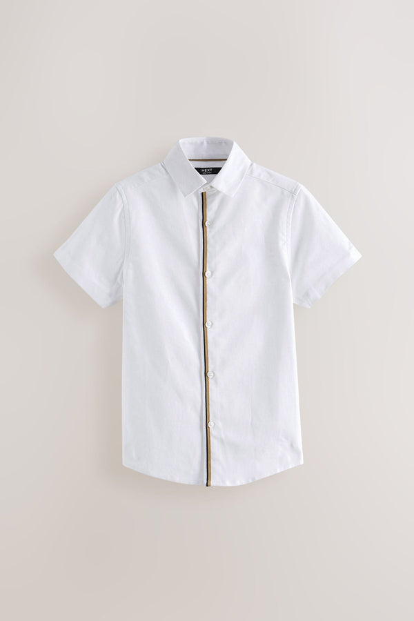 White 100% Cotton Tipped Collar Shirt (3-16yrs)