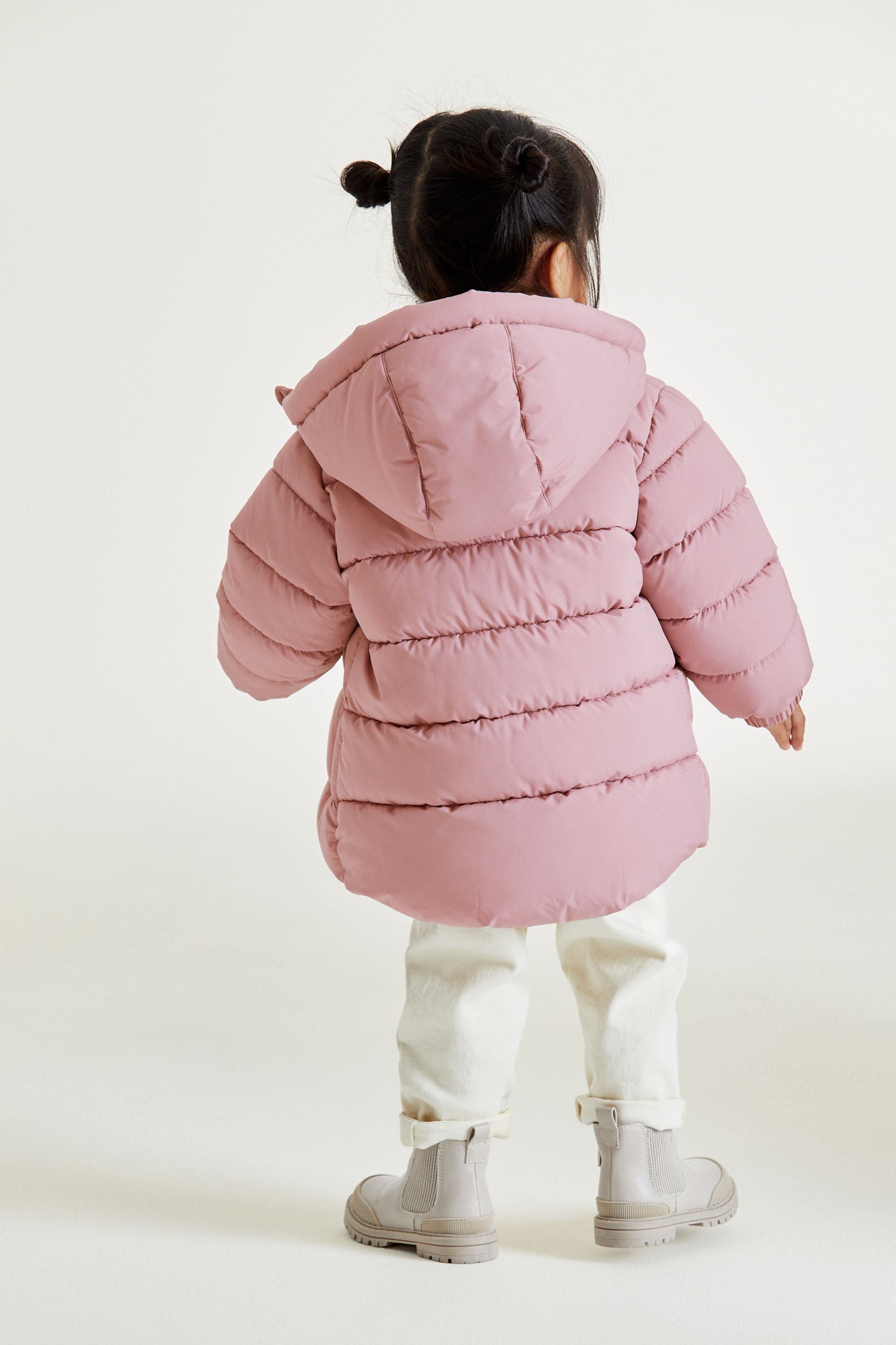 Pink Shower Resistant Fleece Lined Hooded Padded Coat (3mths-7yrs)