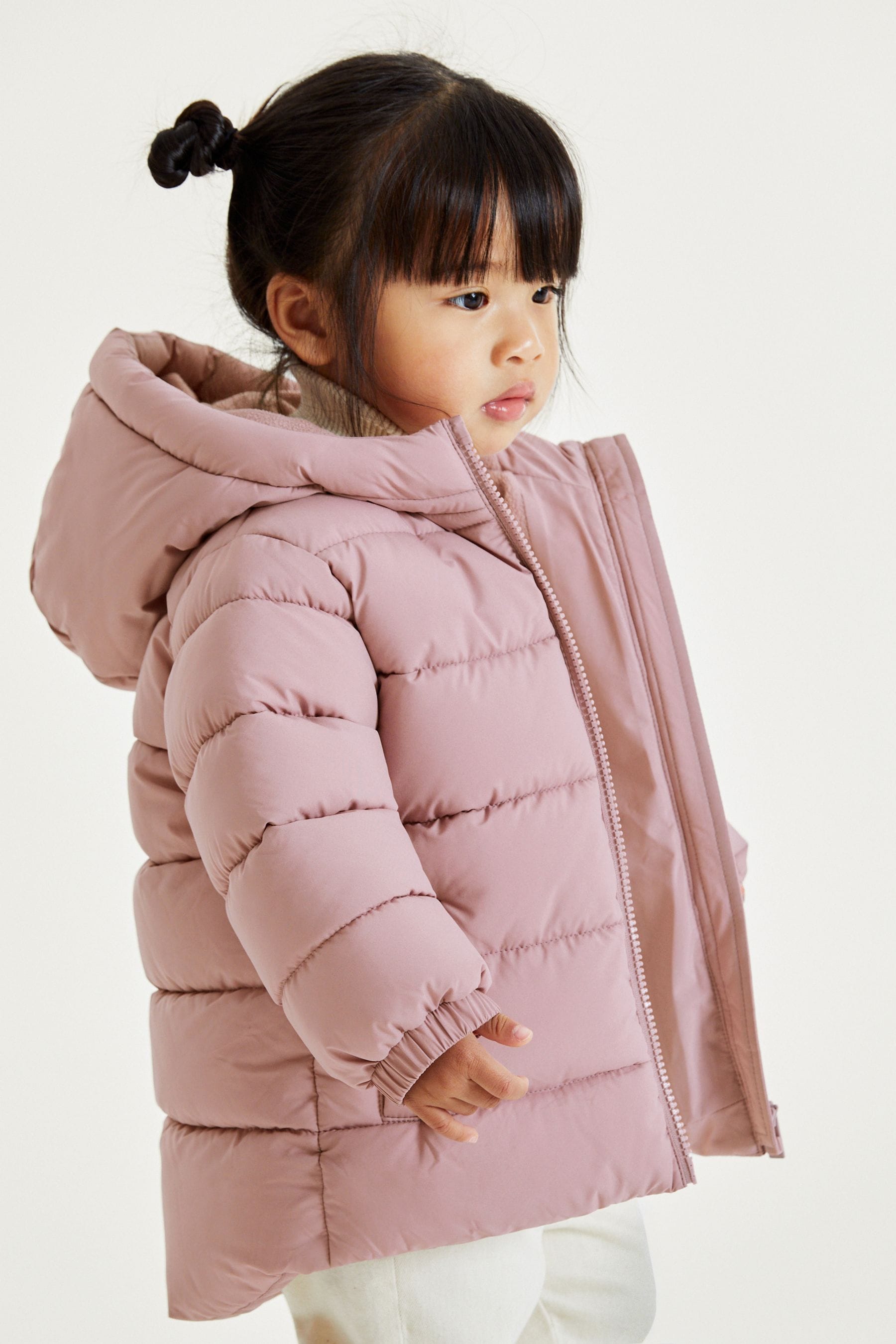 Pink Shower Resistant Fleece Lined Hooded Padded Coat (3mths-7yrs)