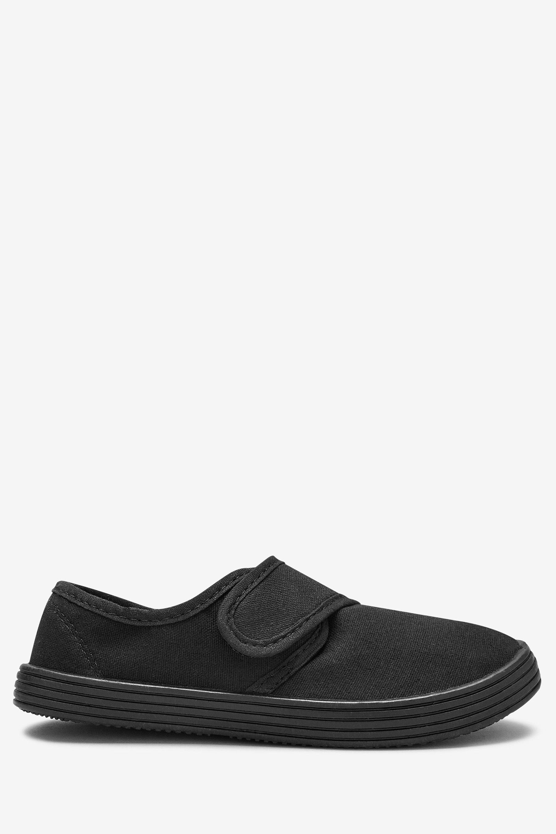 Black Wide Fit (G) Plimsolls School Shoes