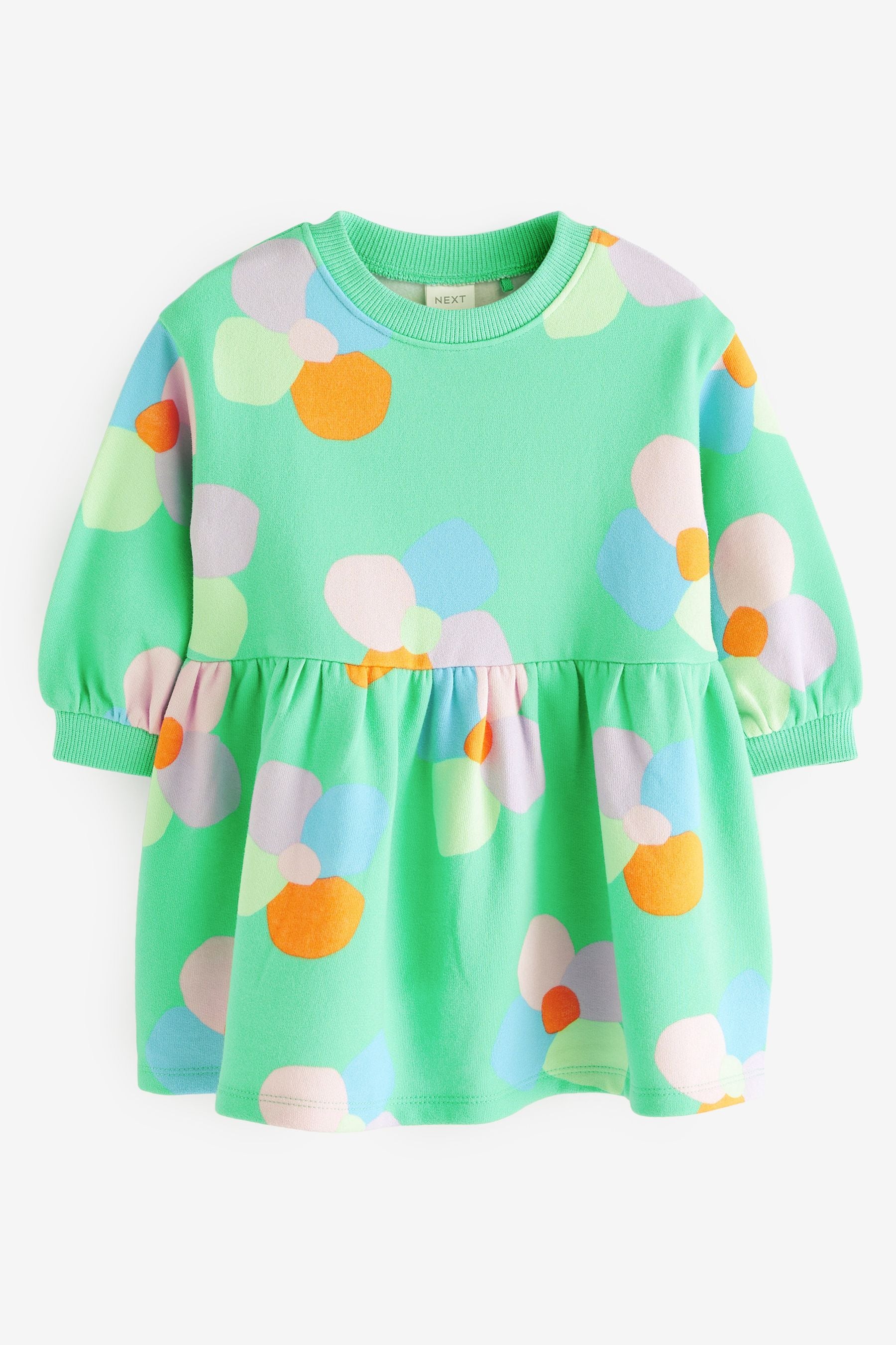 Bright Green Printed Sweat Dress (3mths-7yrs)