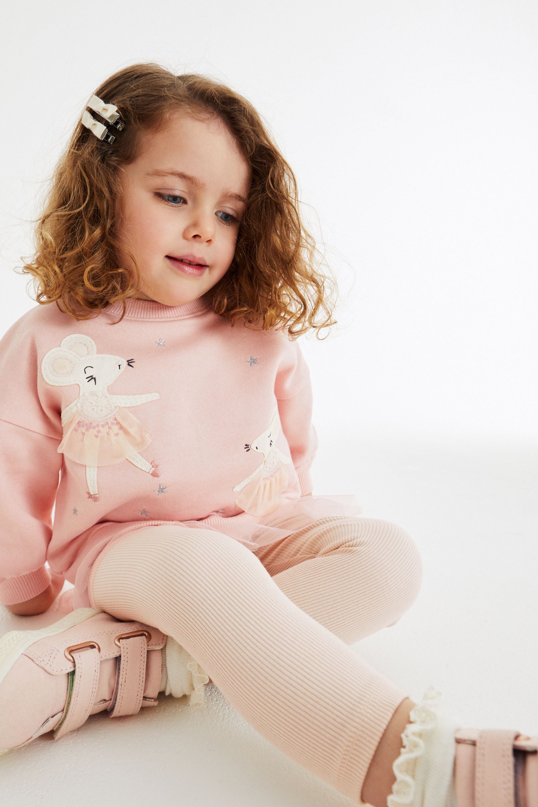 Pink Mice Mesh Hem Sweat and Leggings Set (3mths-7yrs)