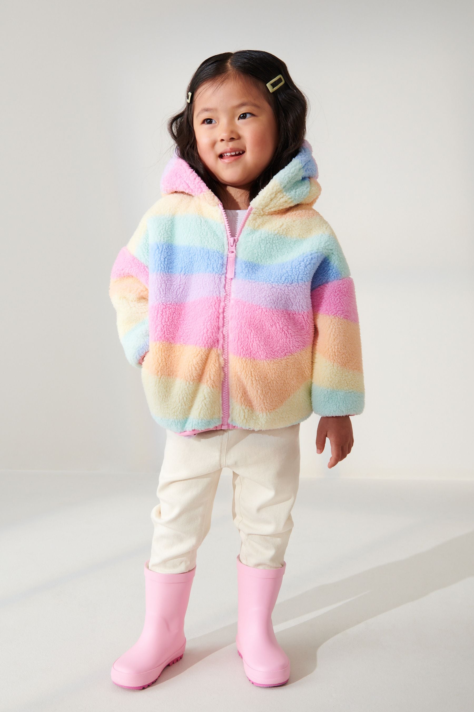 Rainbow Teddy Borg Fleece Zip Through Jacket (3mths-7yrs)