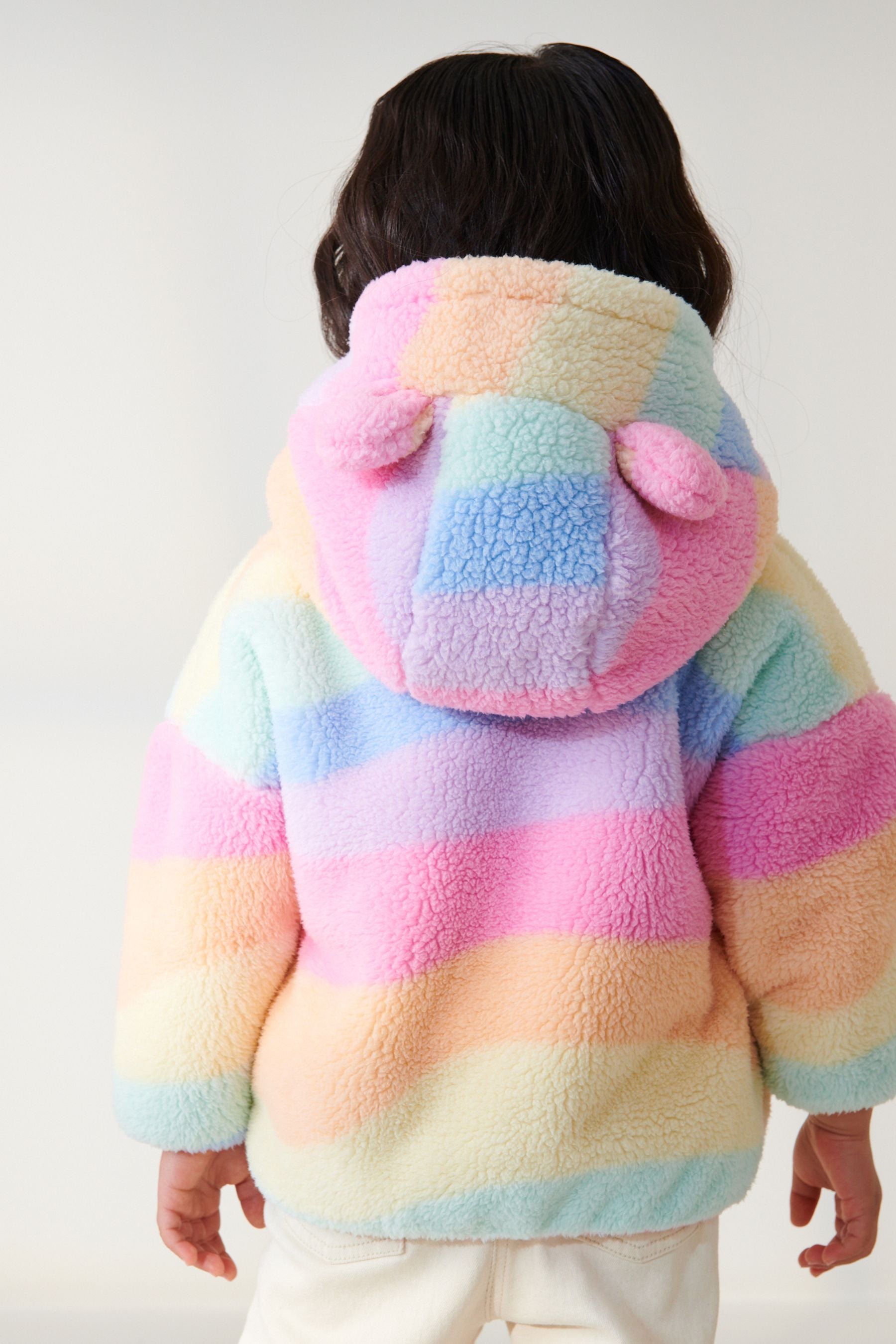 Rainbow Teddy Borg Fleece Zip Through Jacket (3mths-7yrs)