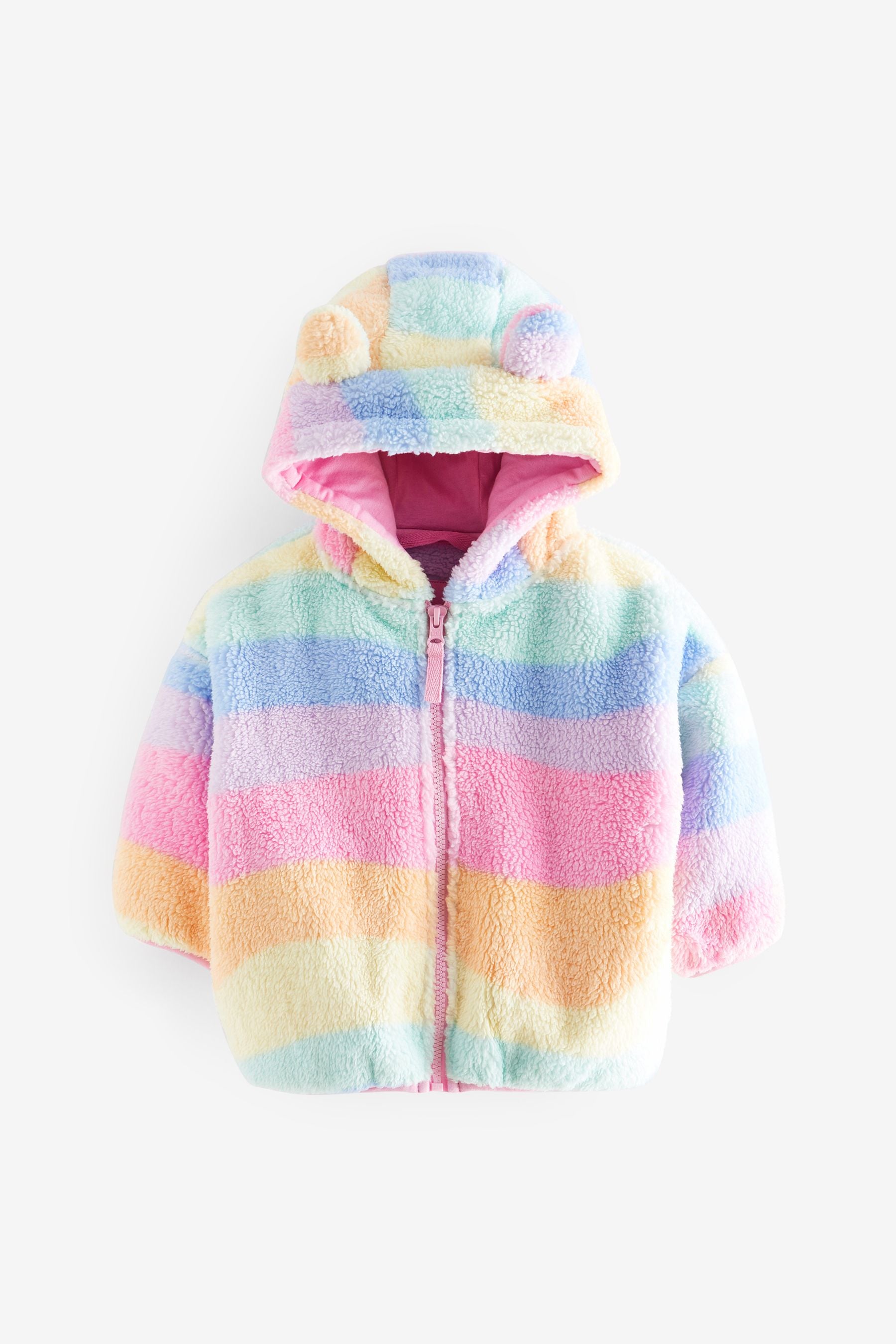 Rainbow Teddy Borg Fleece Zip Through Jacket (3mths-7yrs)