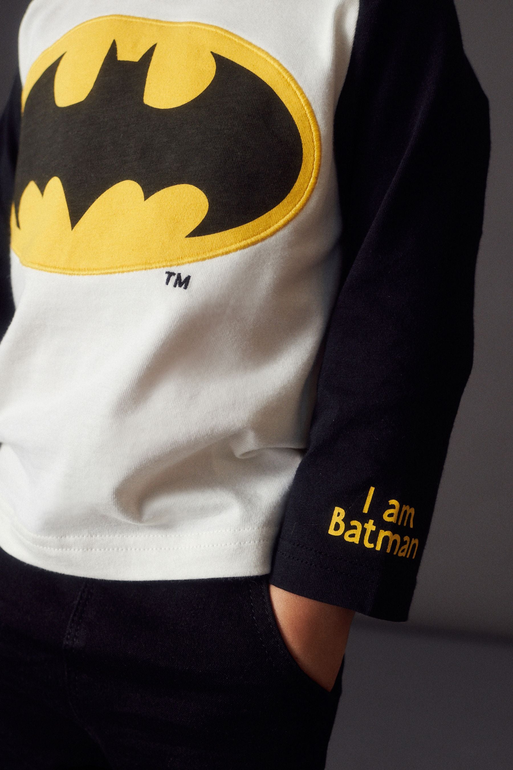 White & Black Long Sleeve Batman T-Shirt (3mths-8yrs)