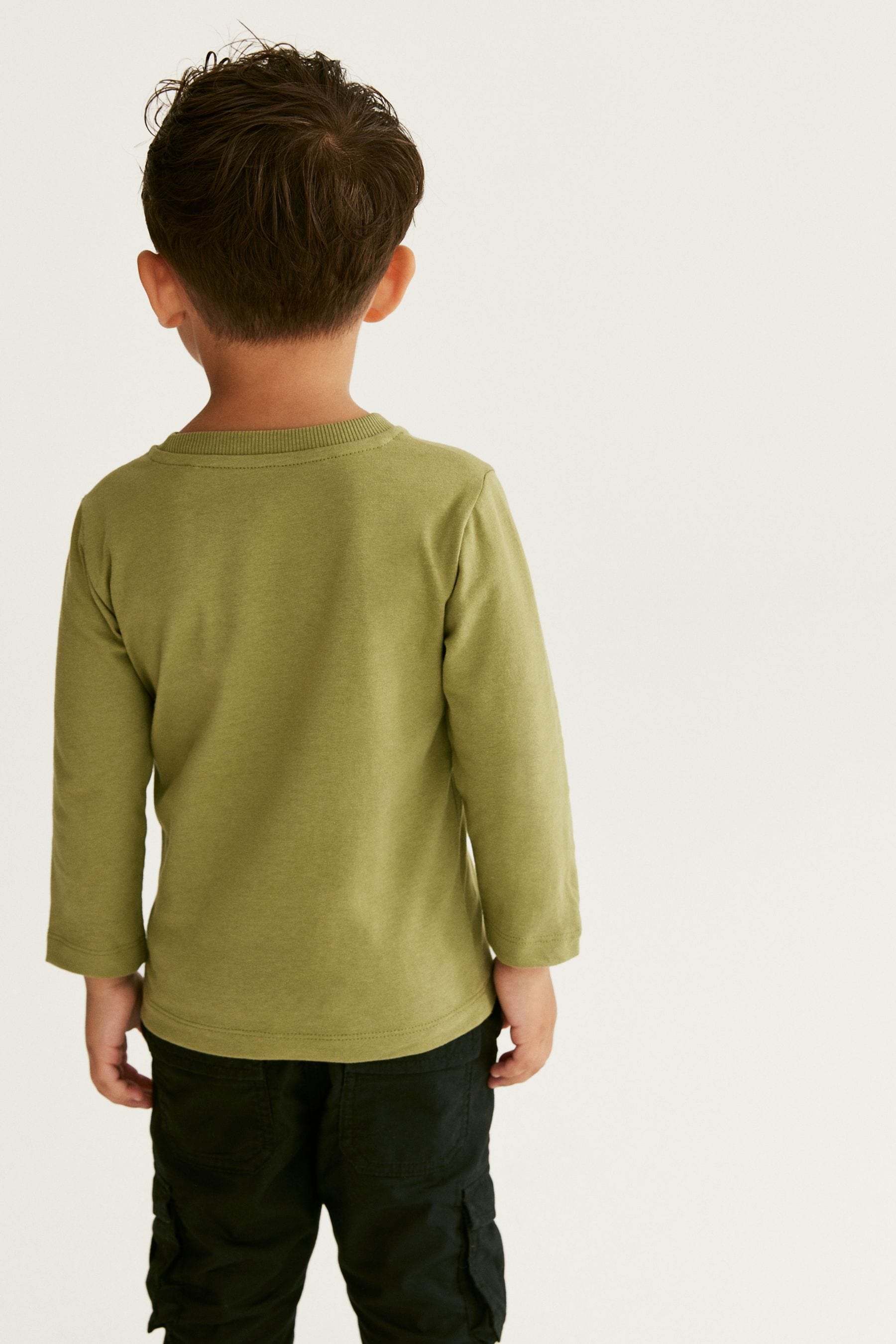 Khaki Green Jurassic Park Long Sleeve T-Shirt (3mths-8yrs)