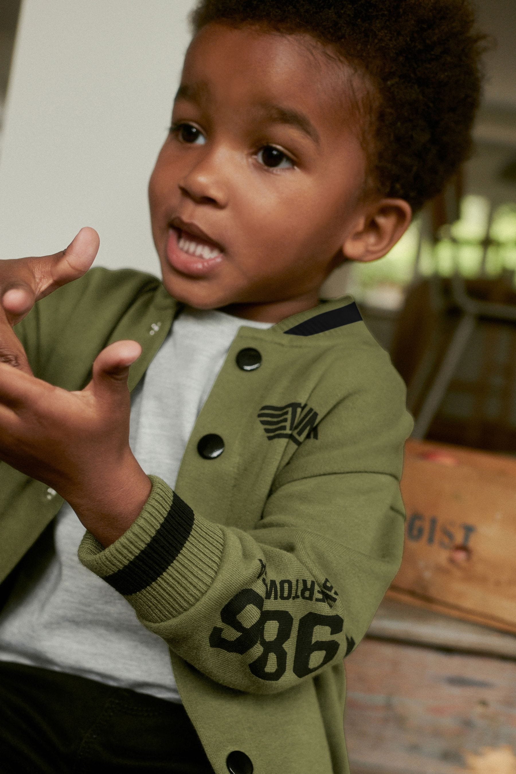 Khaki Green Top Gun Letterman Jacket (3mths-8yrs)