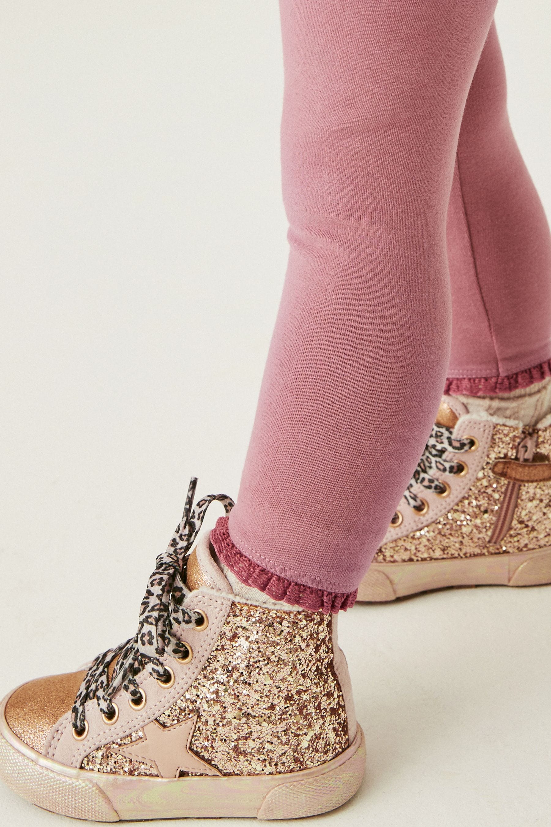 Gold Glitter Glitter Fleece Lined Lace-Up High Top Trainers