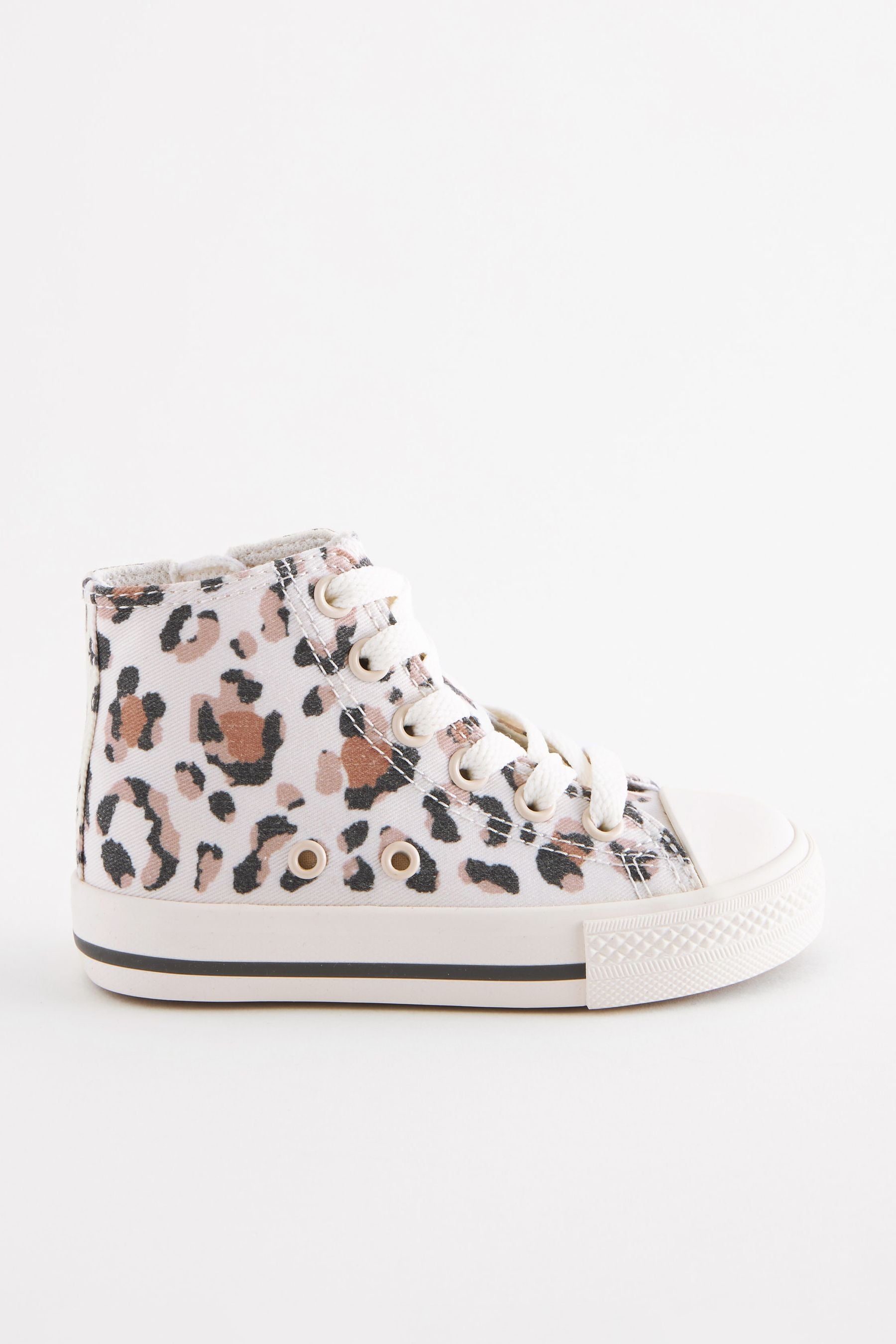 White/Tan Brown Animal Print High Top Trainers