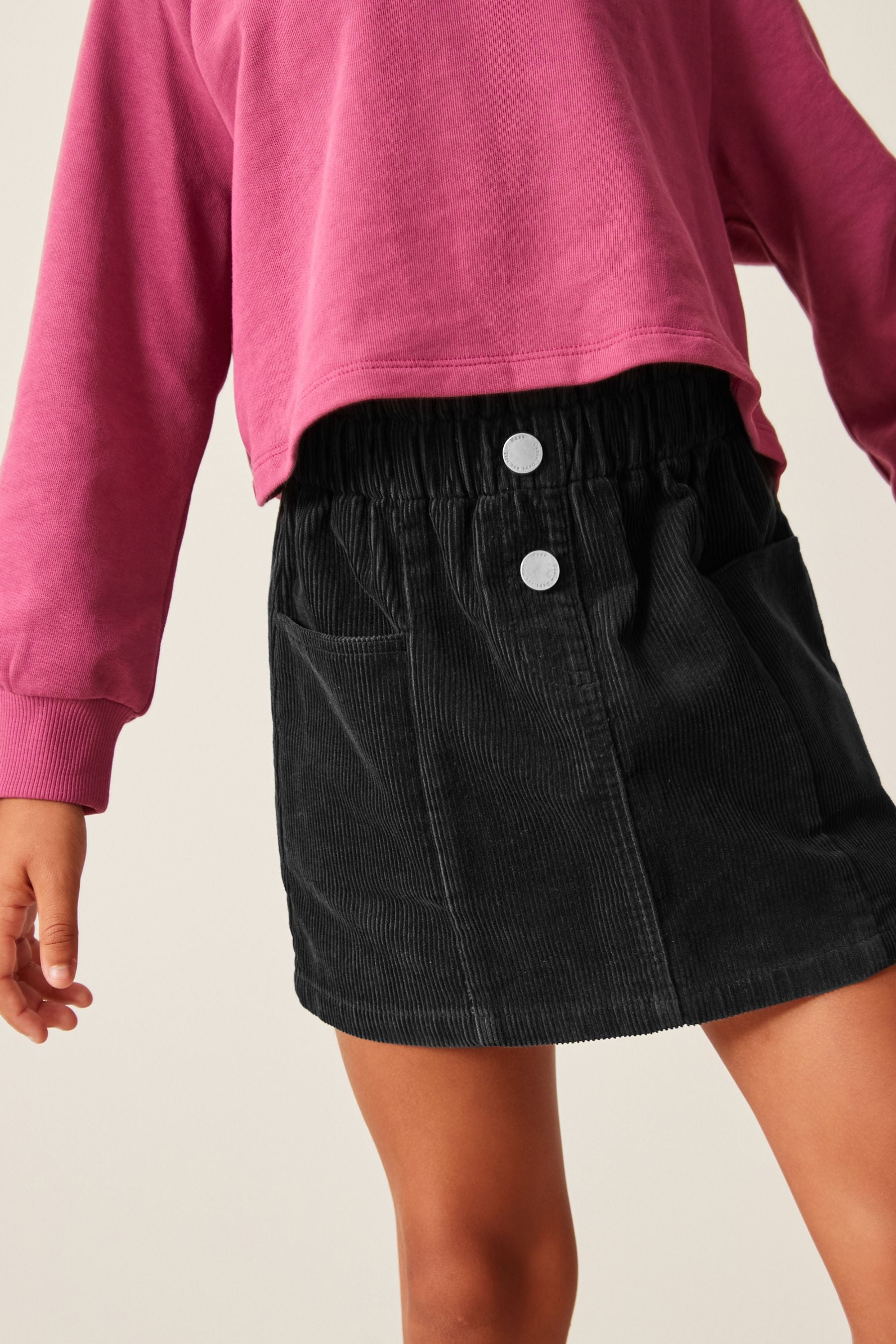 Black Paperbag Waist Skirt (3-16yrs)