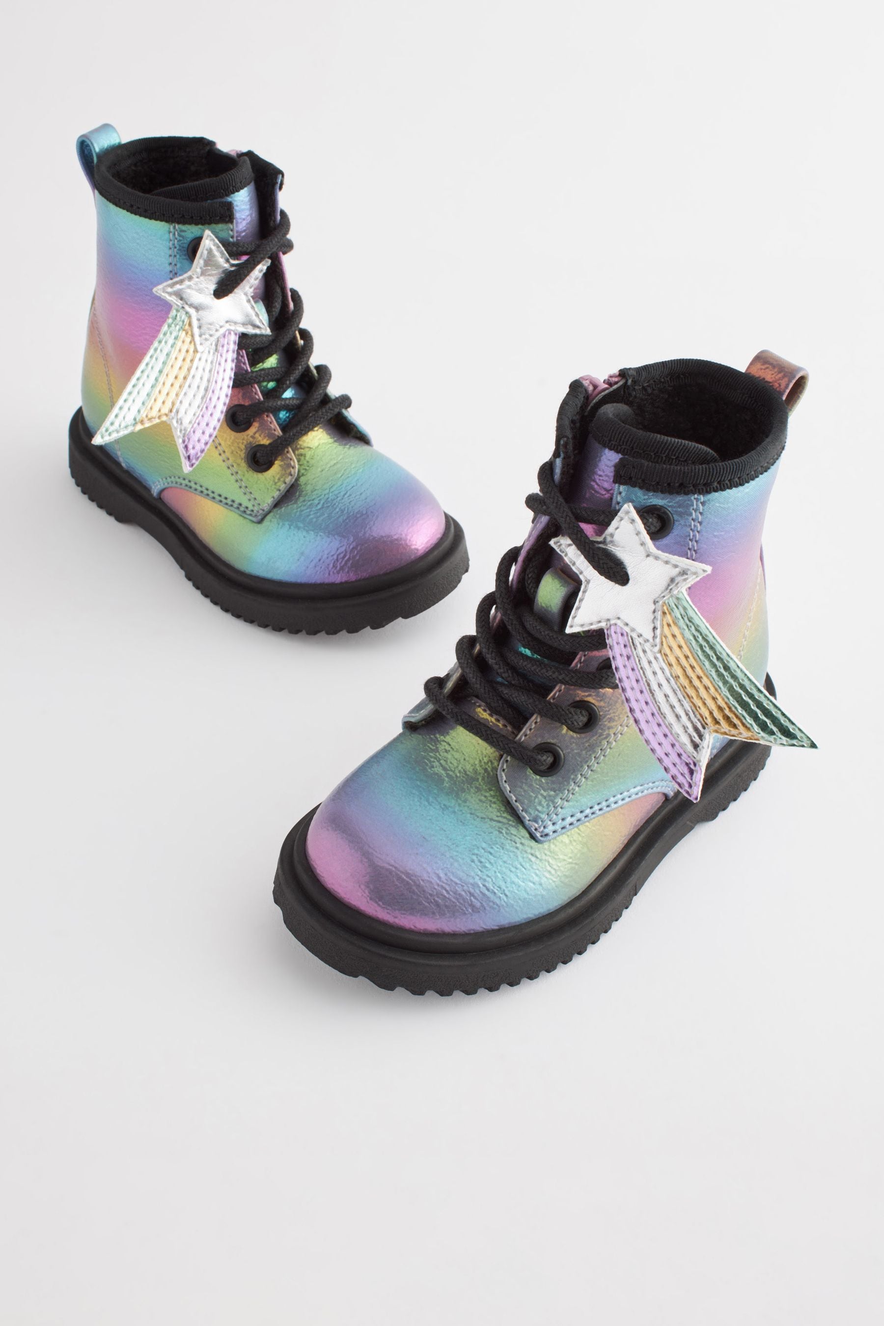 Rainbow Standard Fit (F) Warm Lined Lace-Up Boots