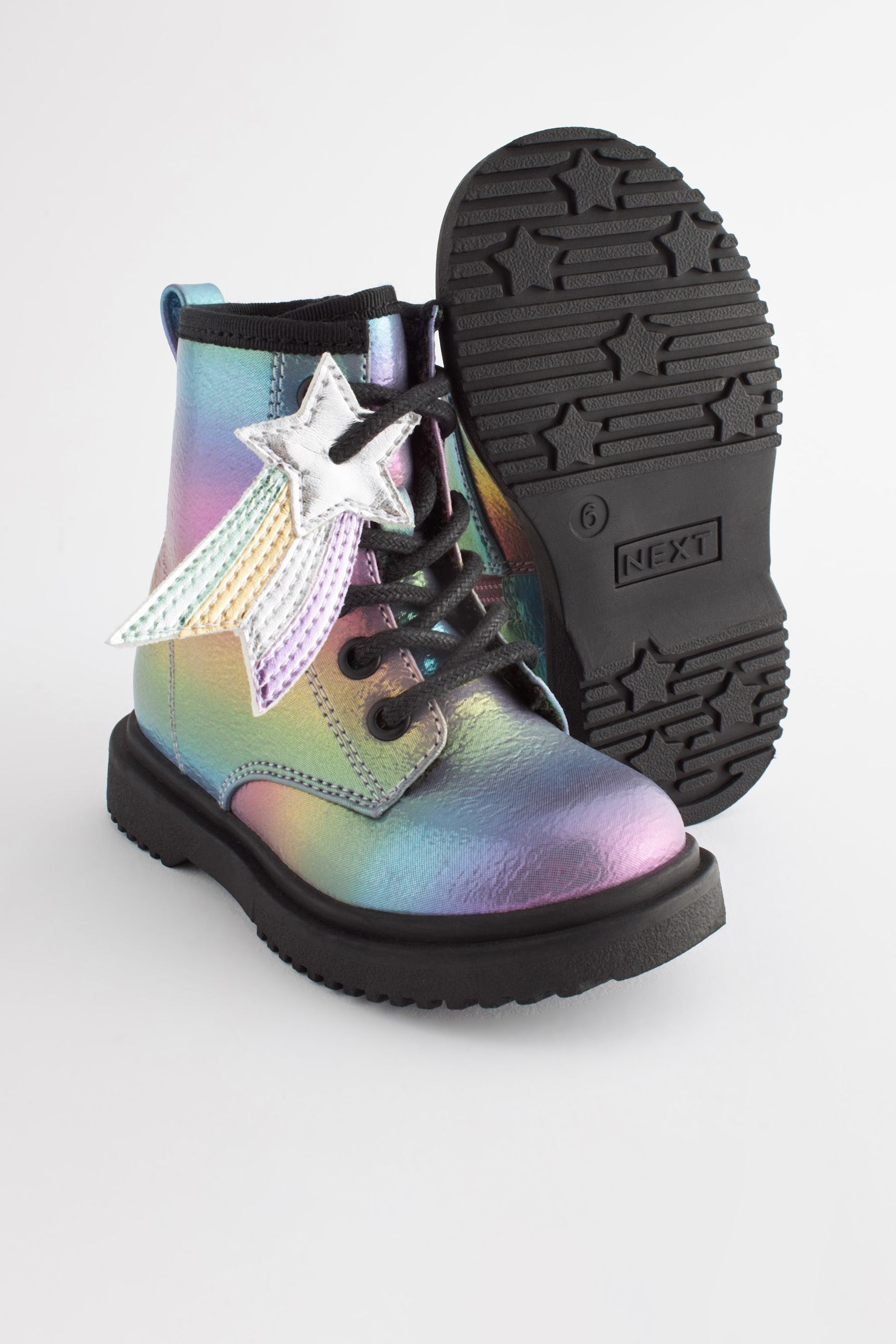 Rainbow Standard Fit (F) Warm Lined Lace-Up Boots