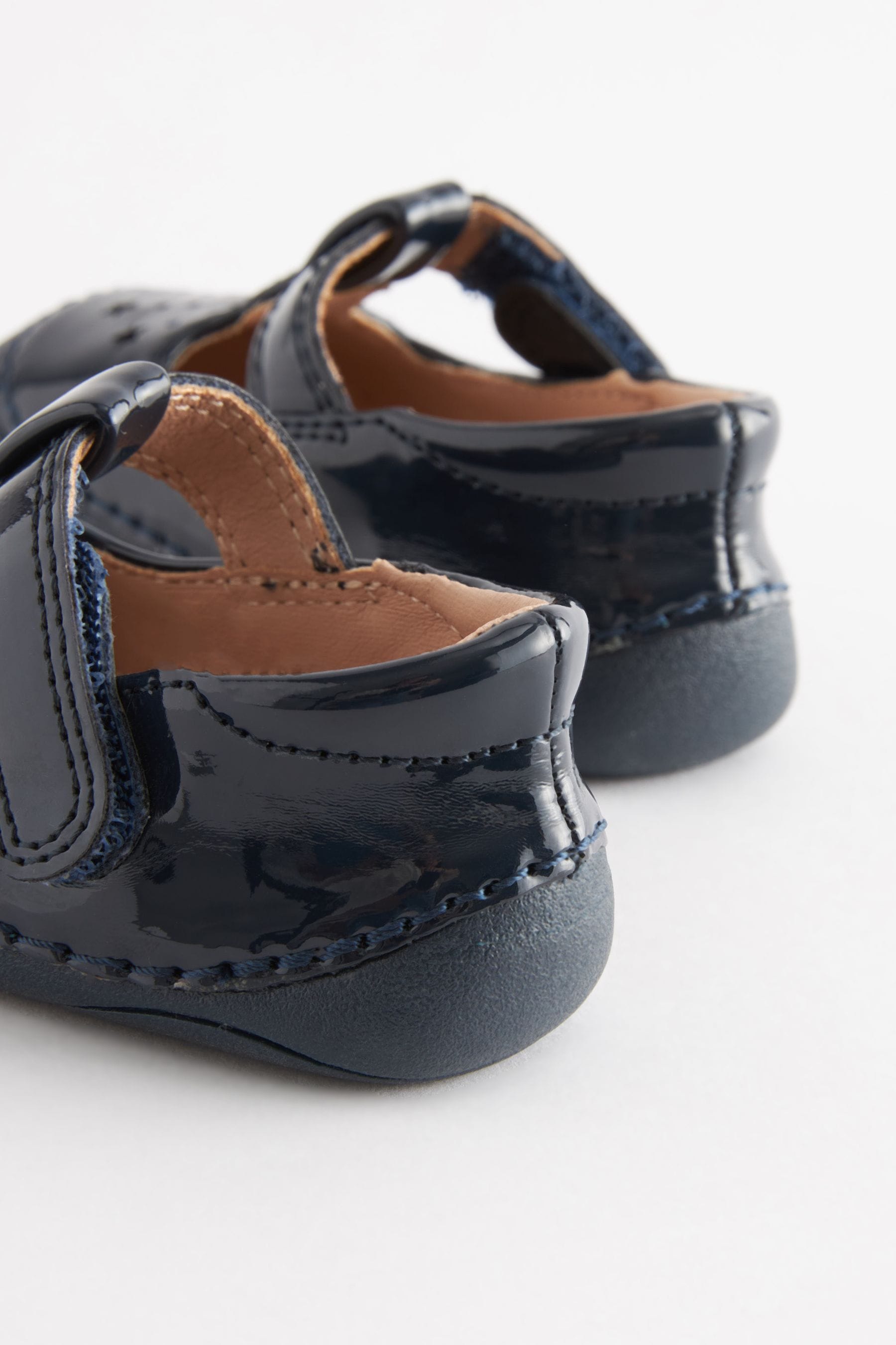 Navy Blue Patent Standard Fit (F) Crawler T-Bar Shoes