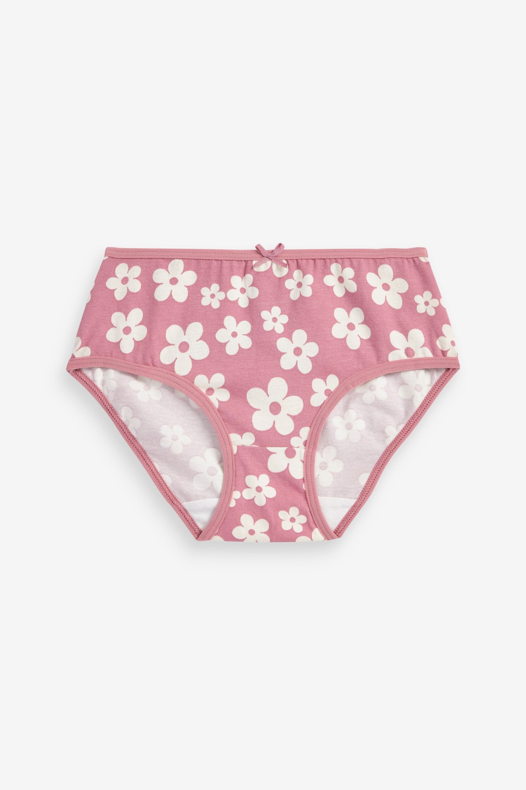 Pink/Green Heart Floral Heart Lace Trim Briefs 10 Pack (1.5-16yrs)