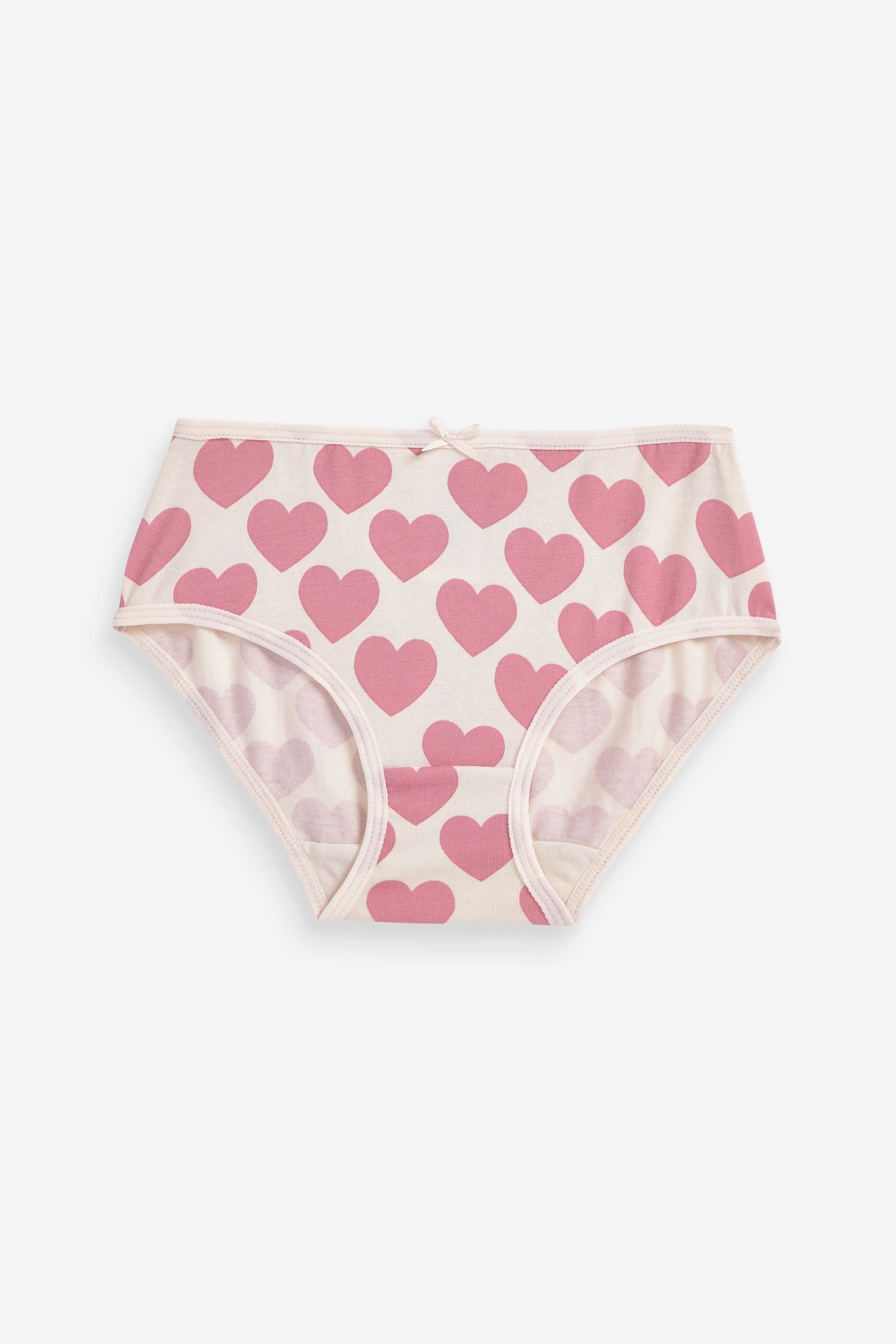 Pink/Green Heart Floral Heart Lace Trim Briefs 10 Pack (1.5-16yrs)