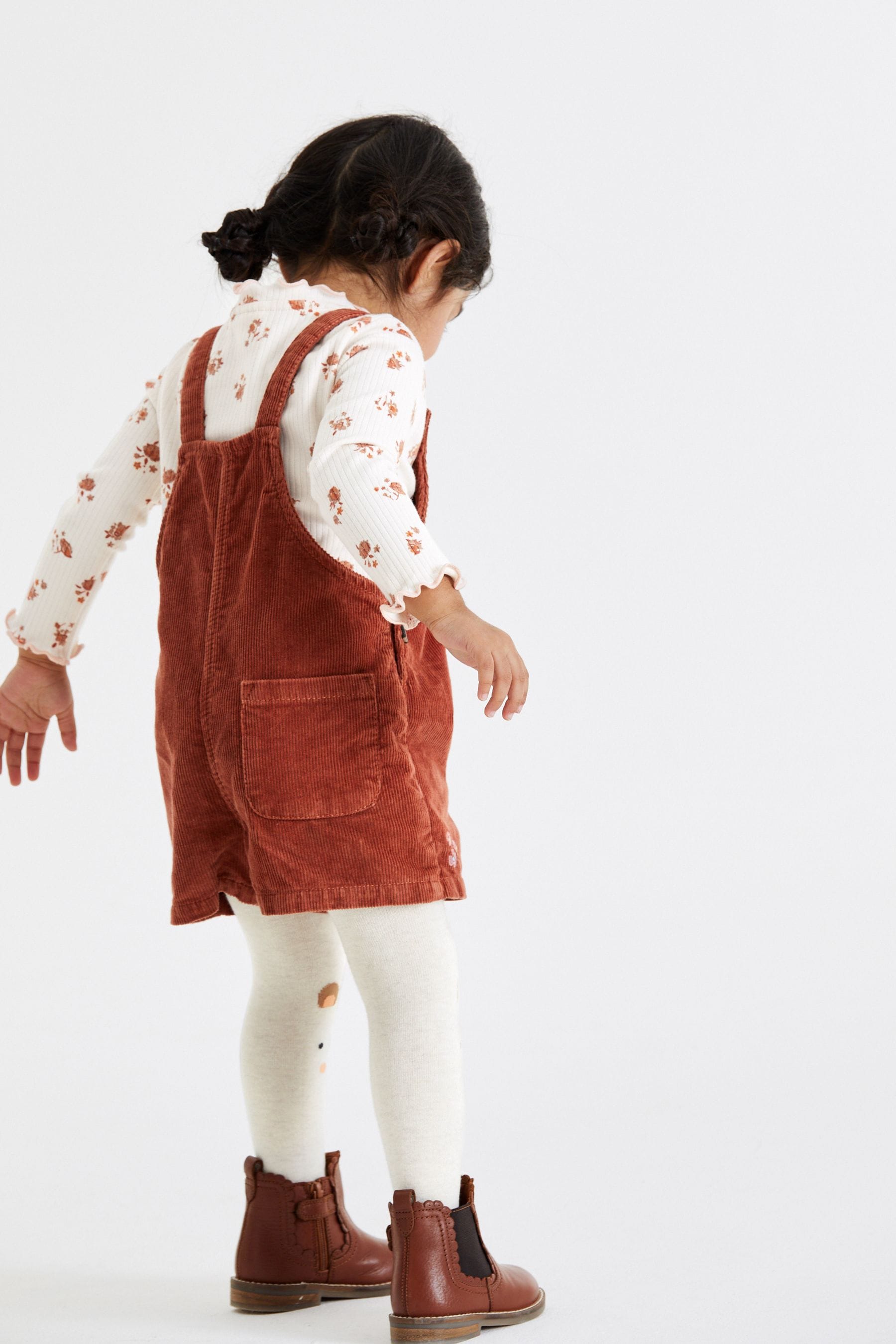 Rust Brown Corduroy Dungarees 3 Piece Set (3mths-7yrs)