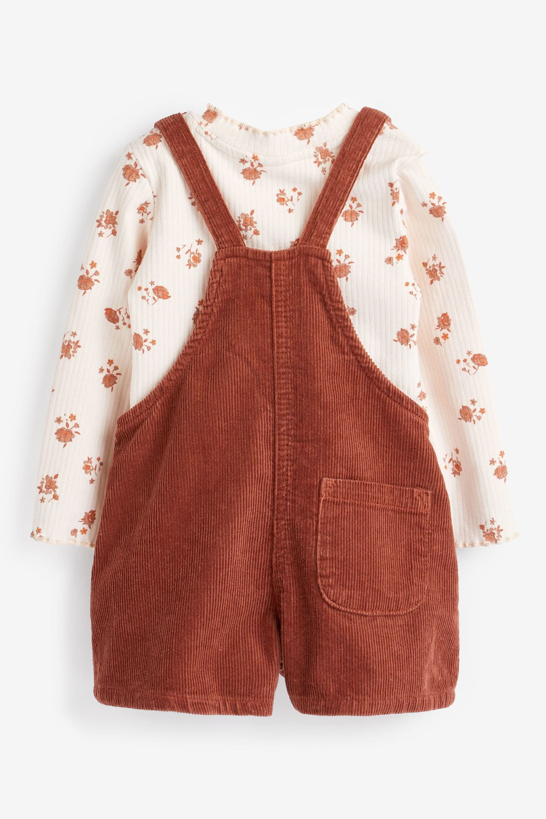 Rust Brown Corduroy Dungarees 3 Piece Set (3mths-7yrs)