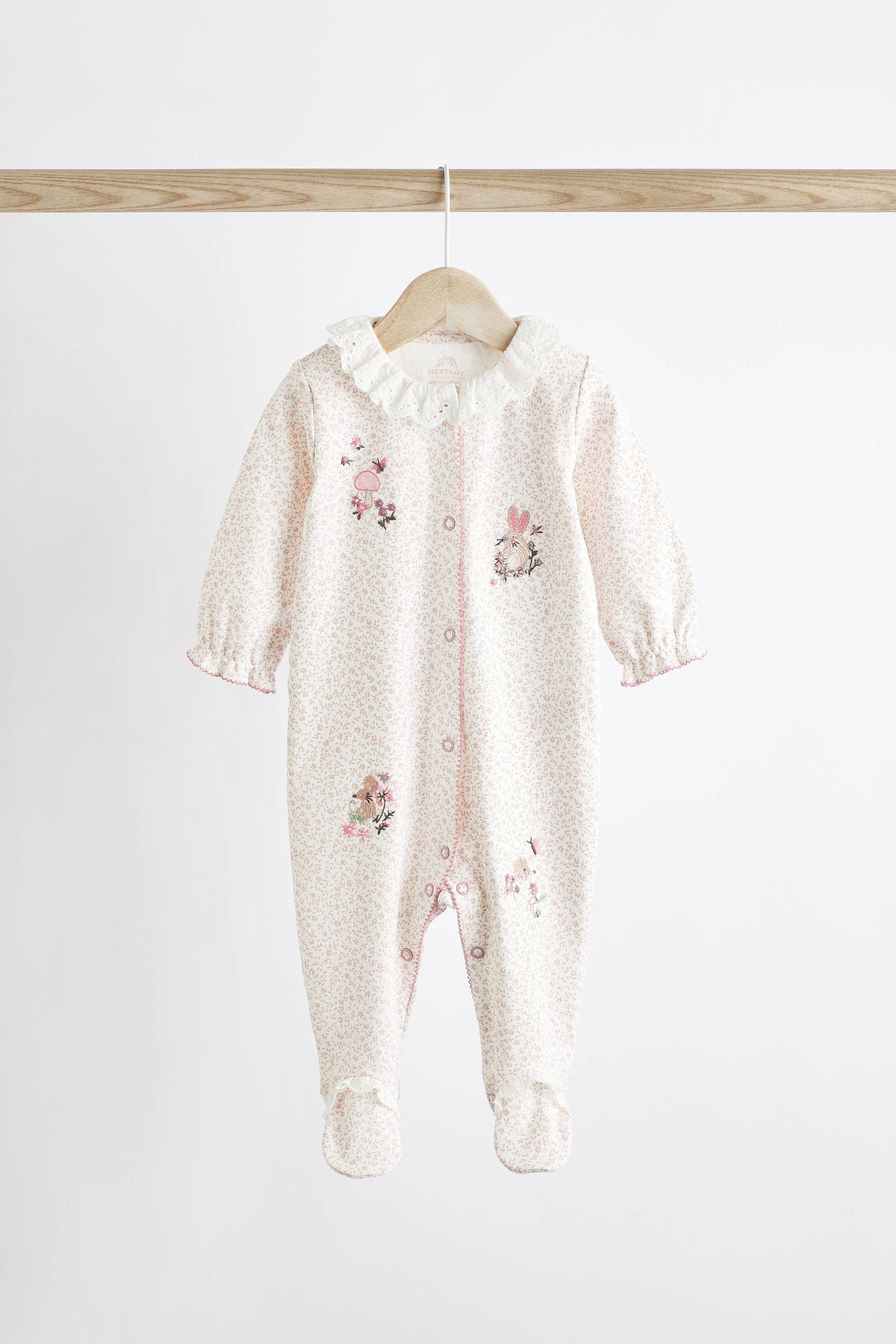 Pink Bunny Floral Baby Character Sleepsuits 3 Pack (0-3yrs)