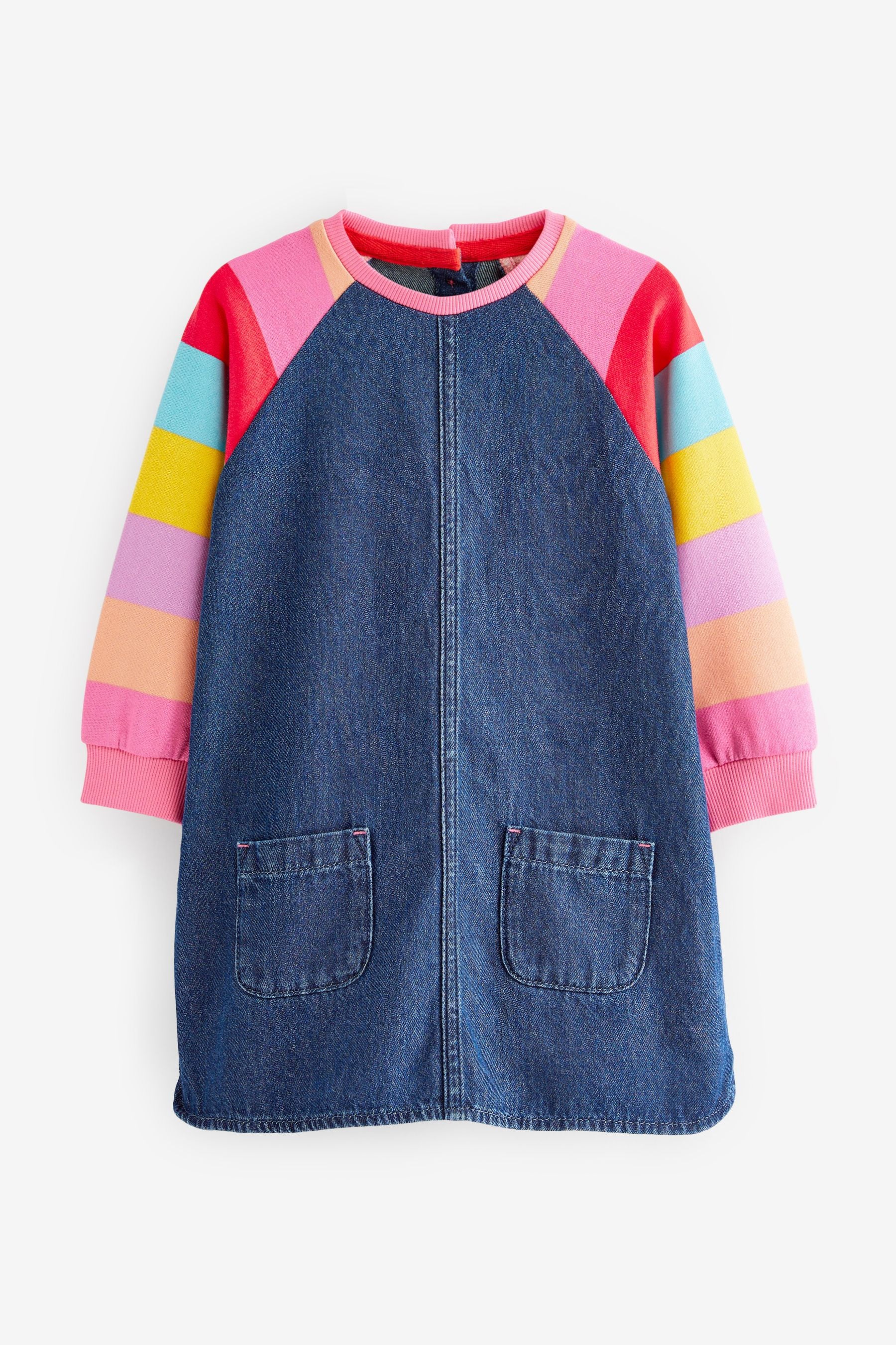 Bright Rainbow Stripe Raglan Denim Dress (3mths-8yrs)