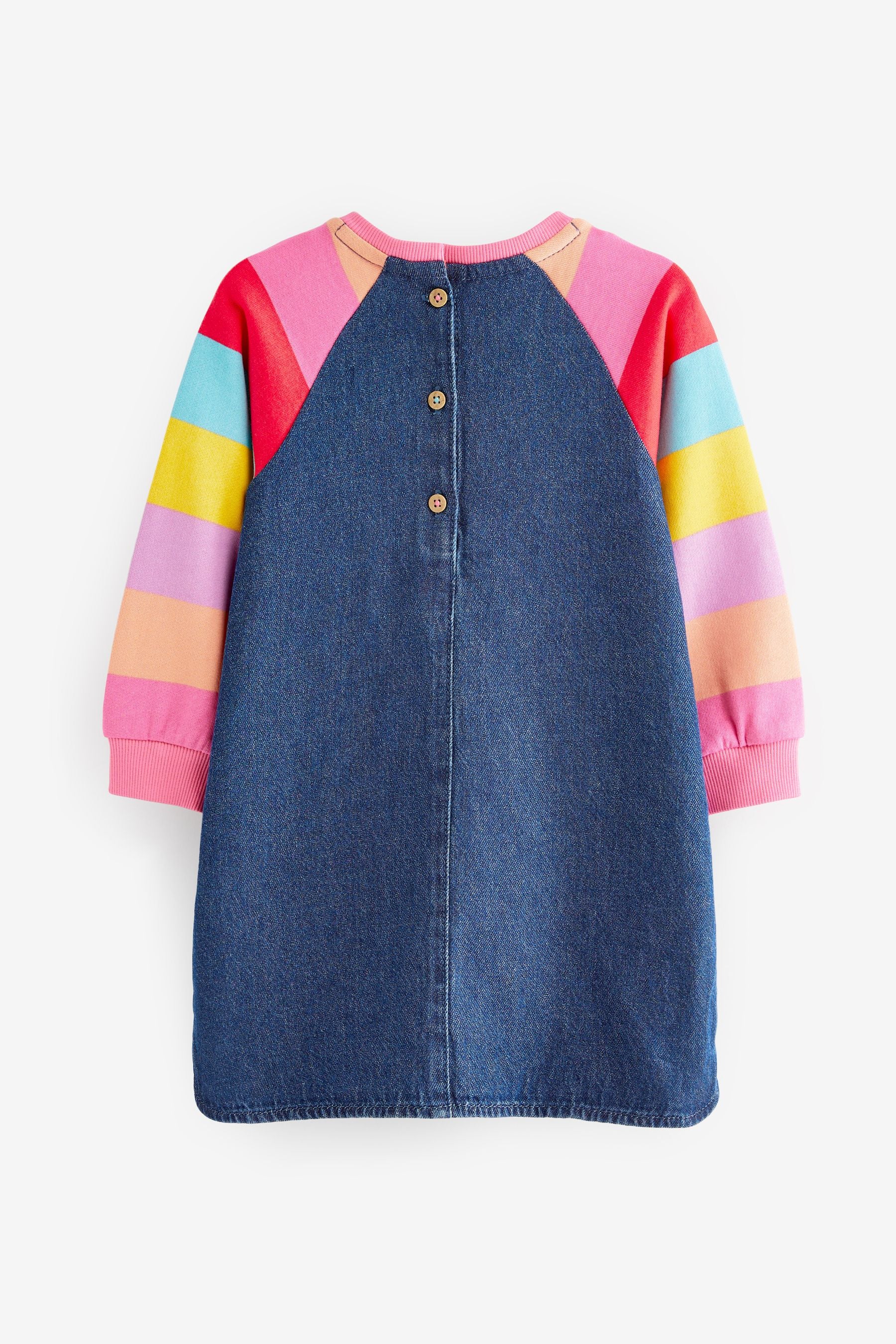 Bright Rainbow Stripe Raglan Denim Dress (3mths-8yrs)