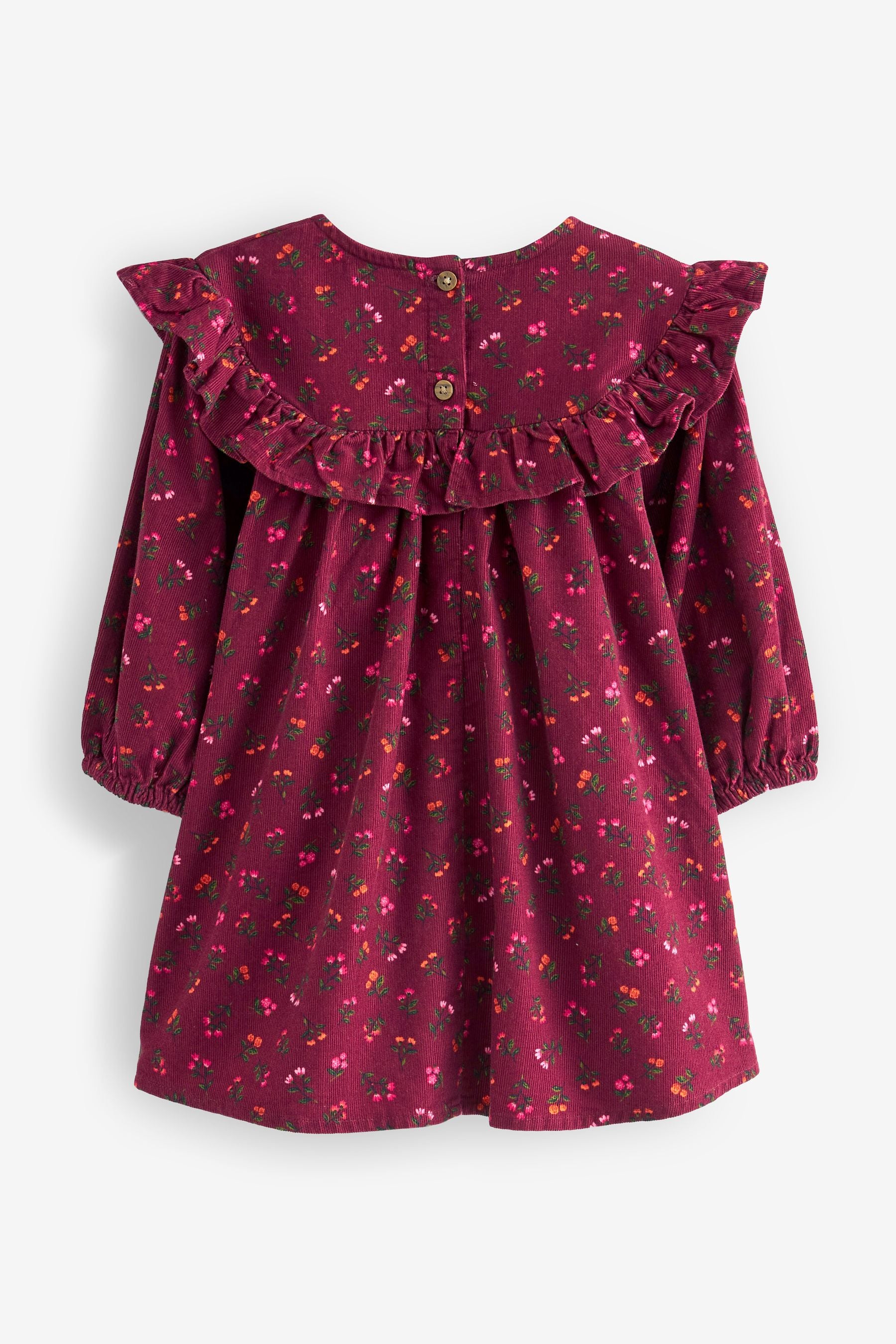 Berry Pink Floral Printed Corduroy Dress (3mths-8yrs)