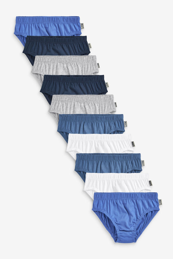 Blue 100% Cotton Briefs 10 Pack (1.5-16yrs)