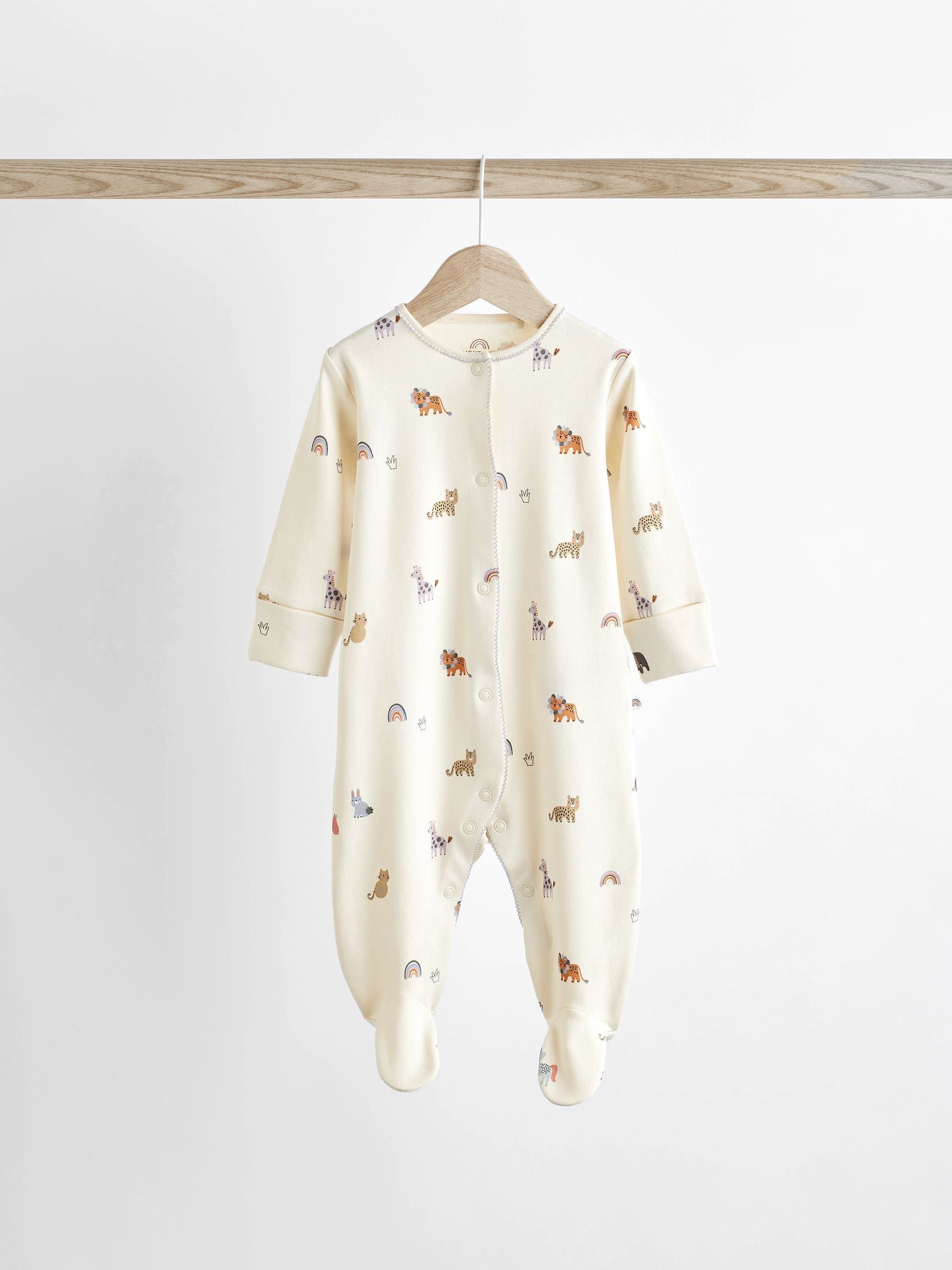 Multi Character Baby Footed 100% Cotton Sleepsuits 5 Pack (0-2yrs)