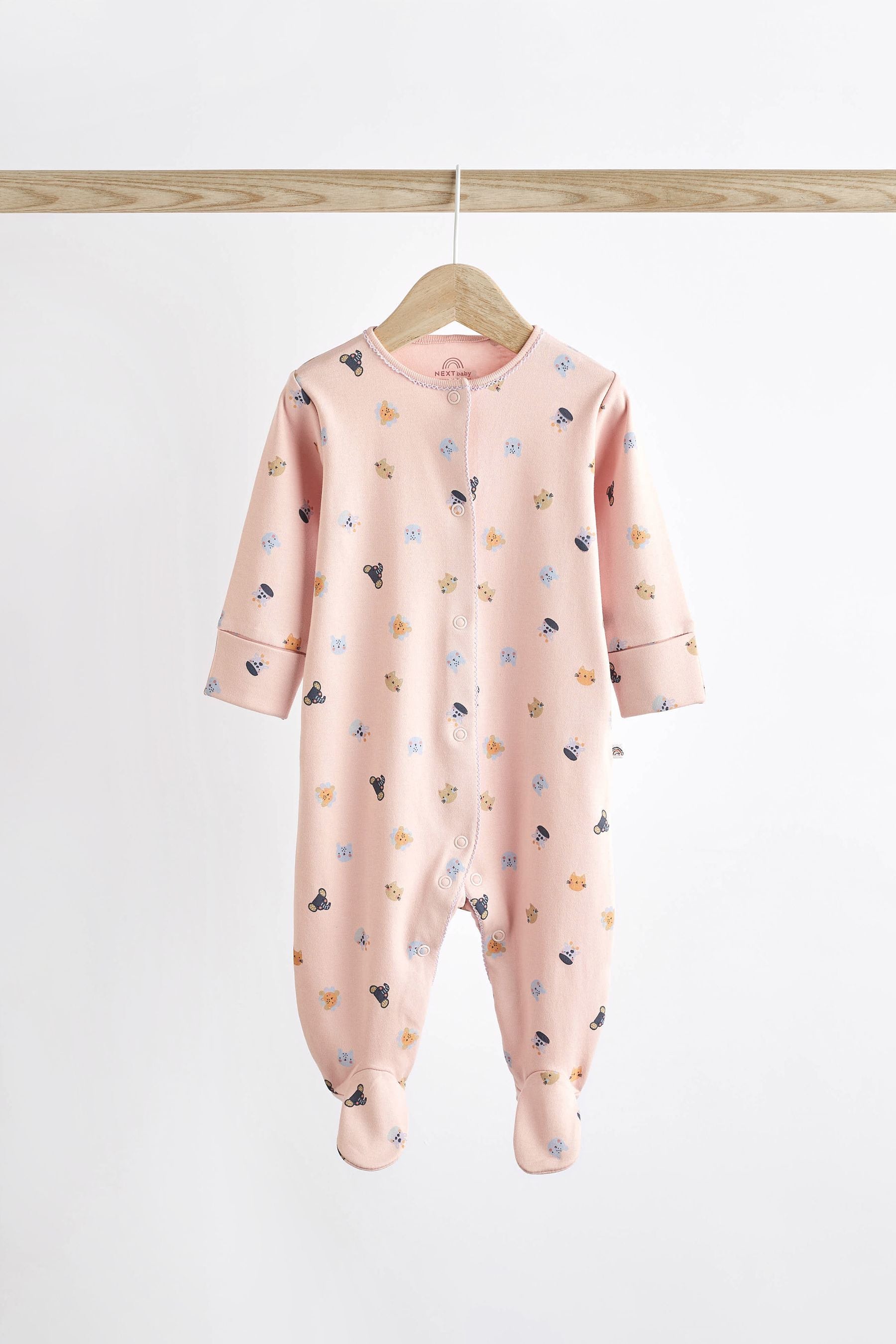 Multi Character Baby Footed 100% Cotton Sleepsuits 5 Pack (0-2yrs)