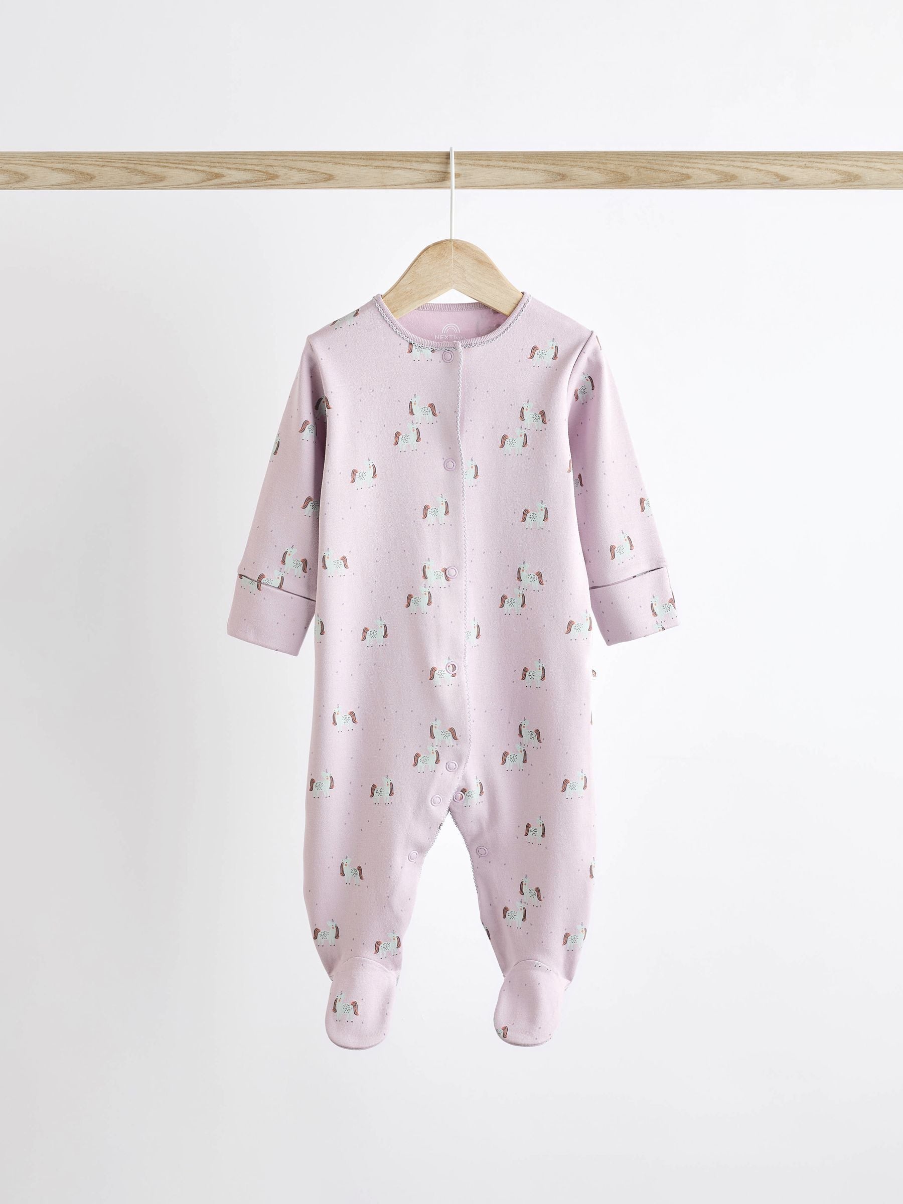 Multi Character Baby Footed 100% Cotton Sleepsuits 5 Pack (0-2yrs)