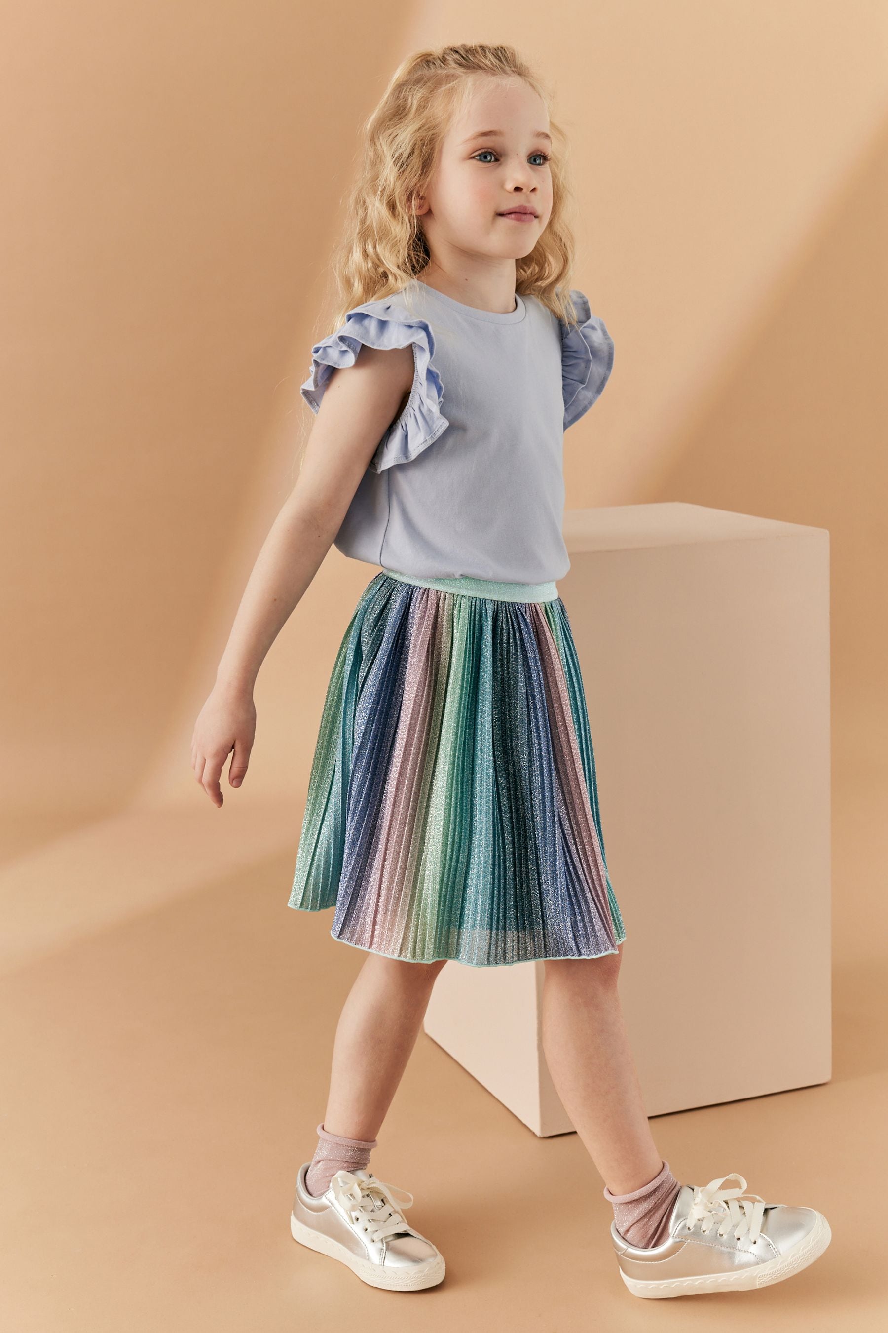 Rainbow Sparkle Pleated Skirt (3-16yrs)