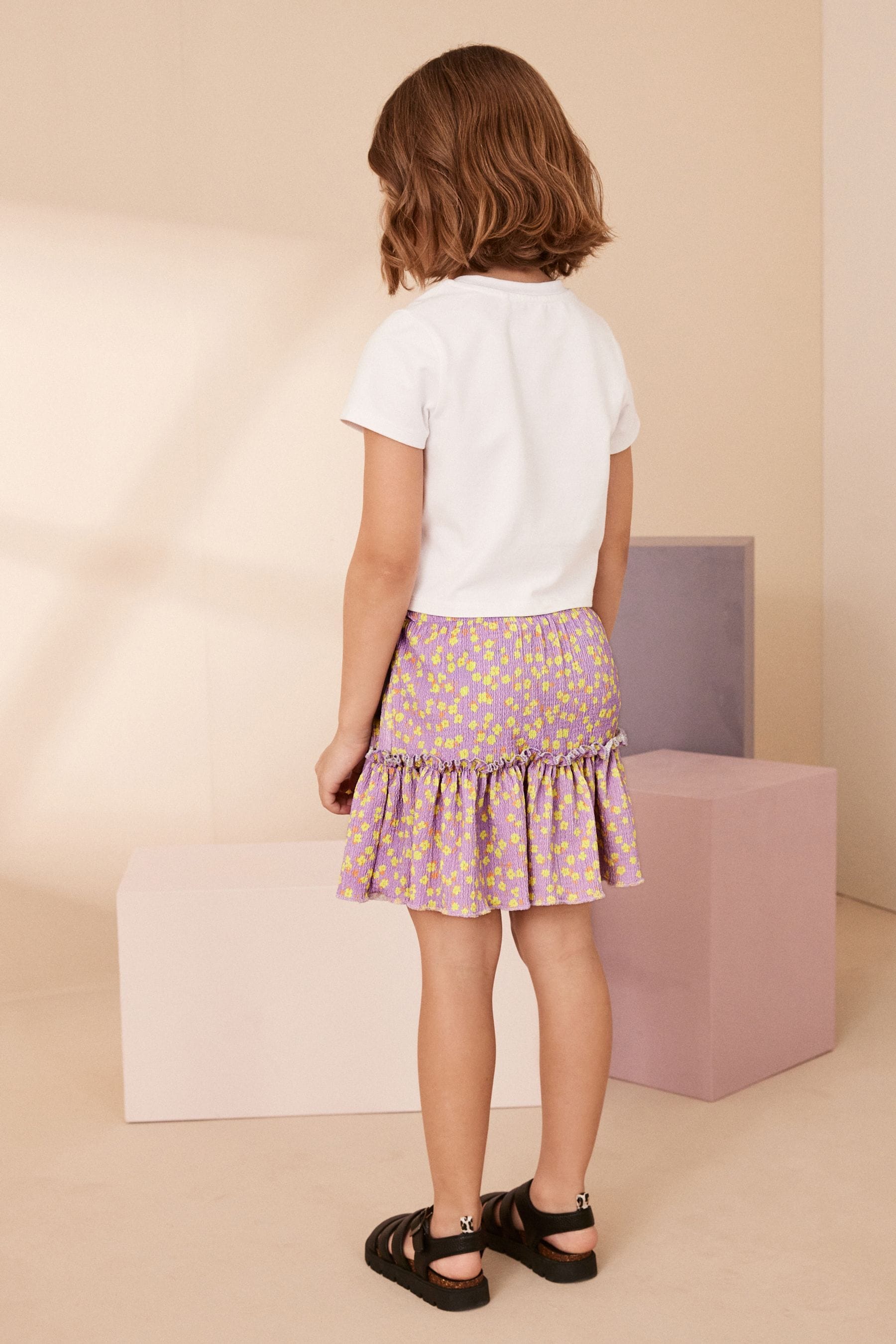 Lilac Purple Floral Ditsy Wrap Skirt (3-16yrs)