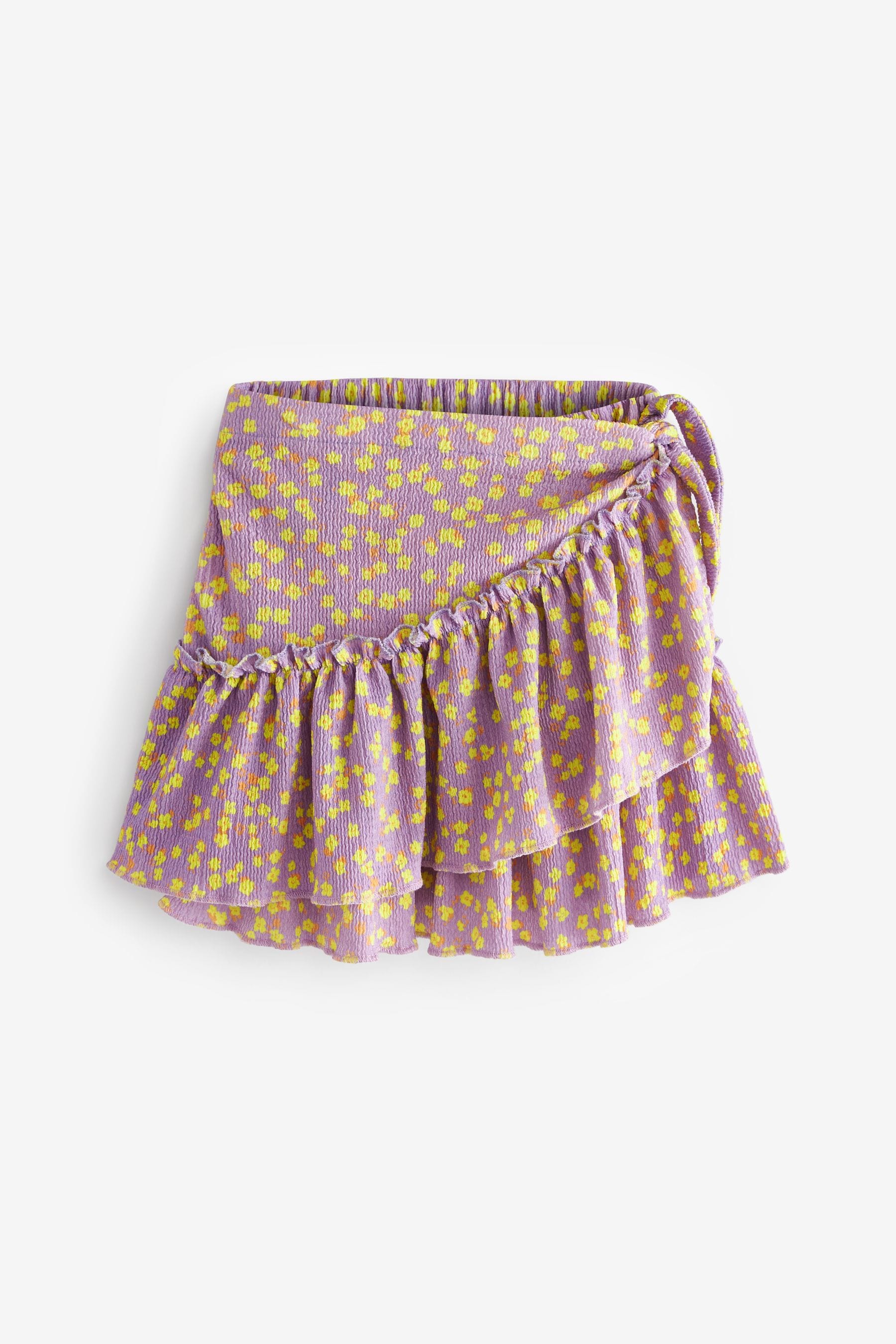 Lilac Purple Floral Ditsy Wrap Skirt (3-16yrs)